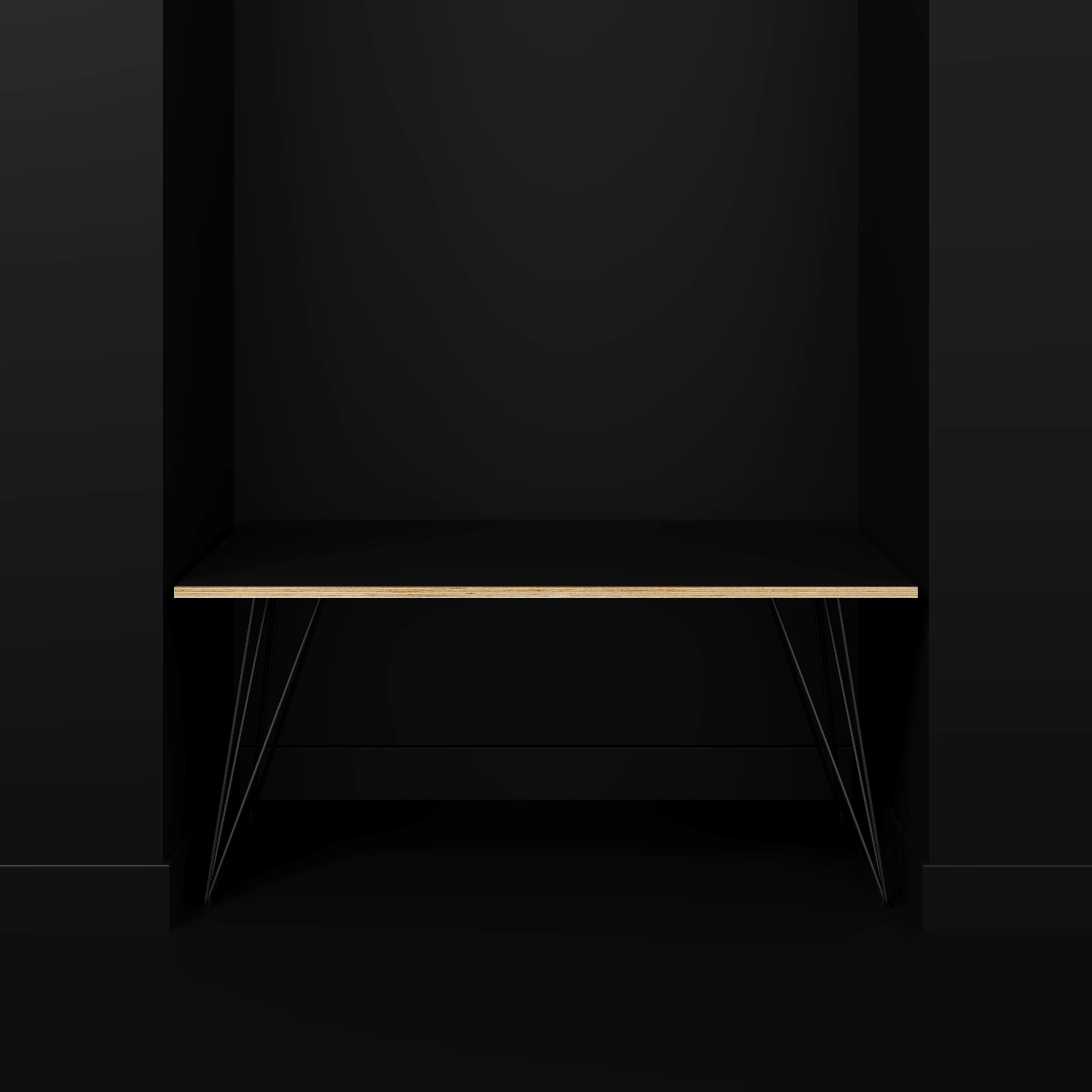 Plywood Desk with Black Wireframe Legs - Formica Diamond Black - 1600(w) x 800(d) x 735(h) - Image 2