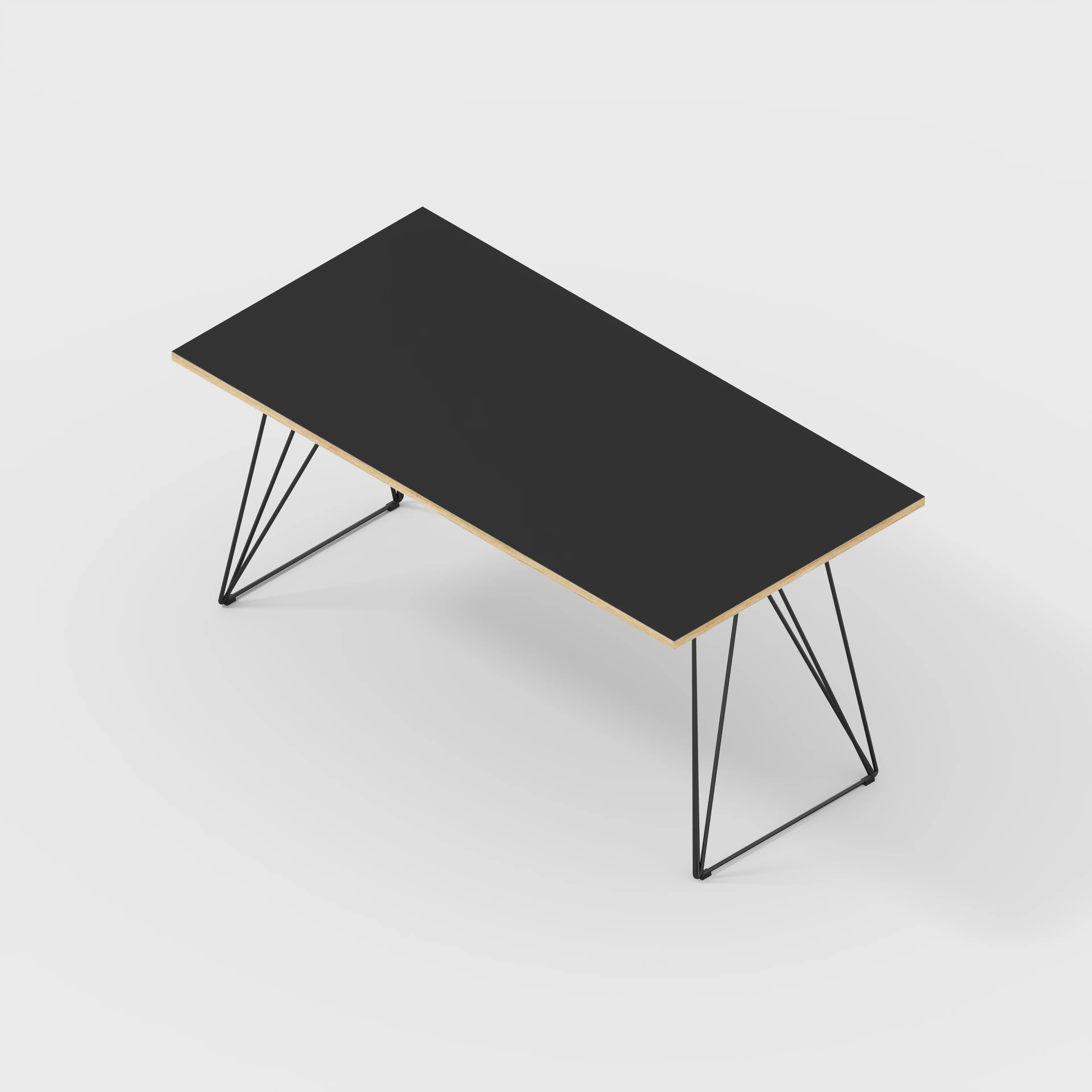 Plywood Desk with Black Wireframe Legs - Formica Diamond Black - 1600(w) x 800(d) x 735(h) - Image 5