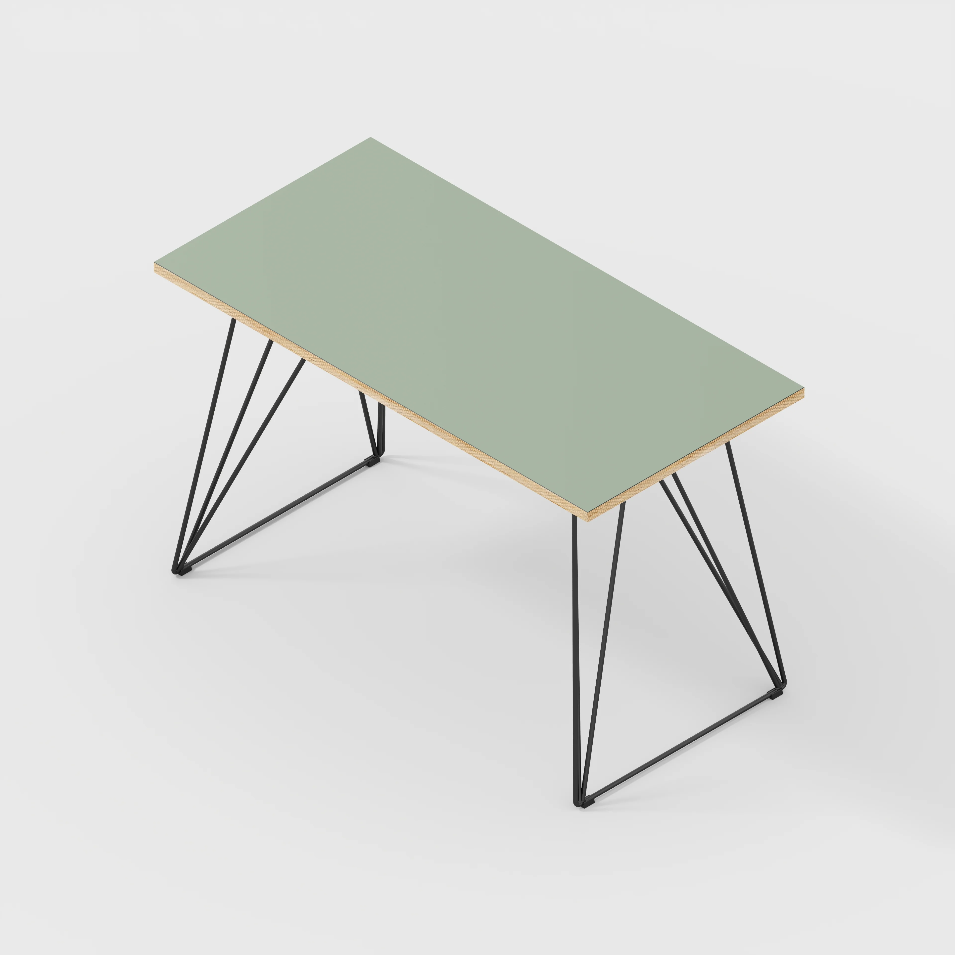 Plywood Desk with Black Wireframe Legs - Formica Green Slate - 1200(w) x 600(d) x 735(h) - Image 5
