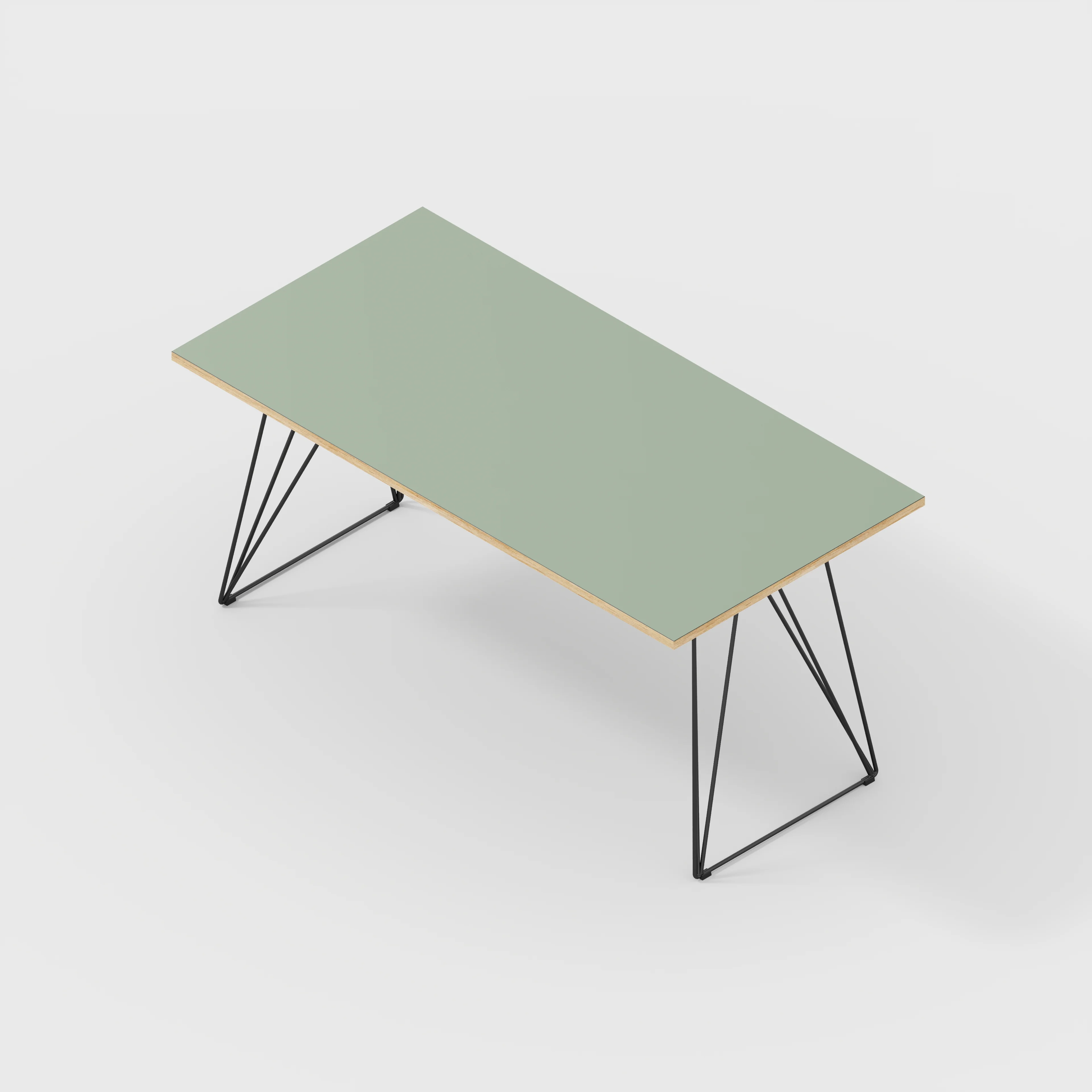 Plywood Desk with Black Wireframe Legs - Formica Green Slate - 1600(w) x 800(d) x 735(h) - Image 5