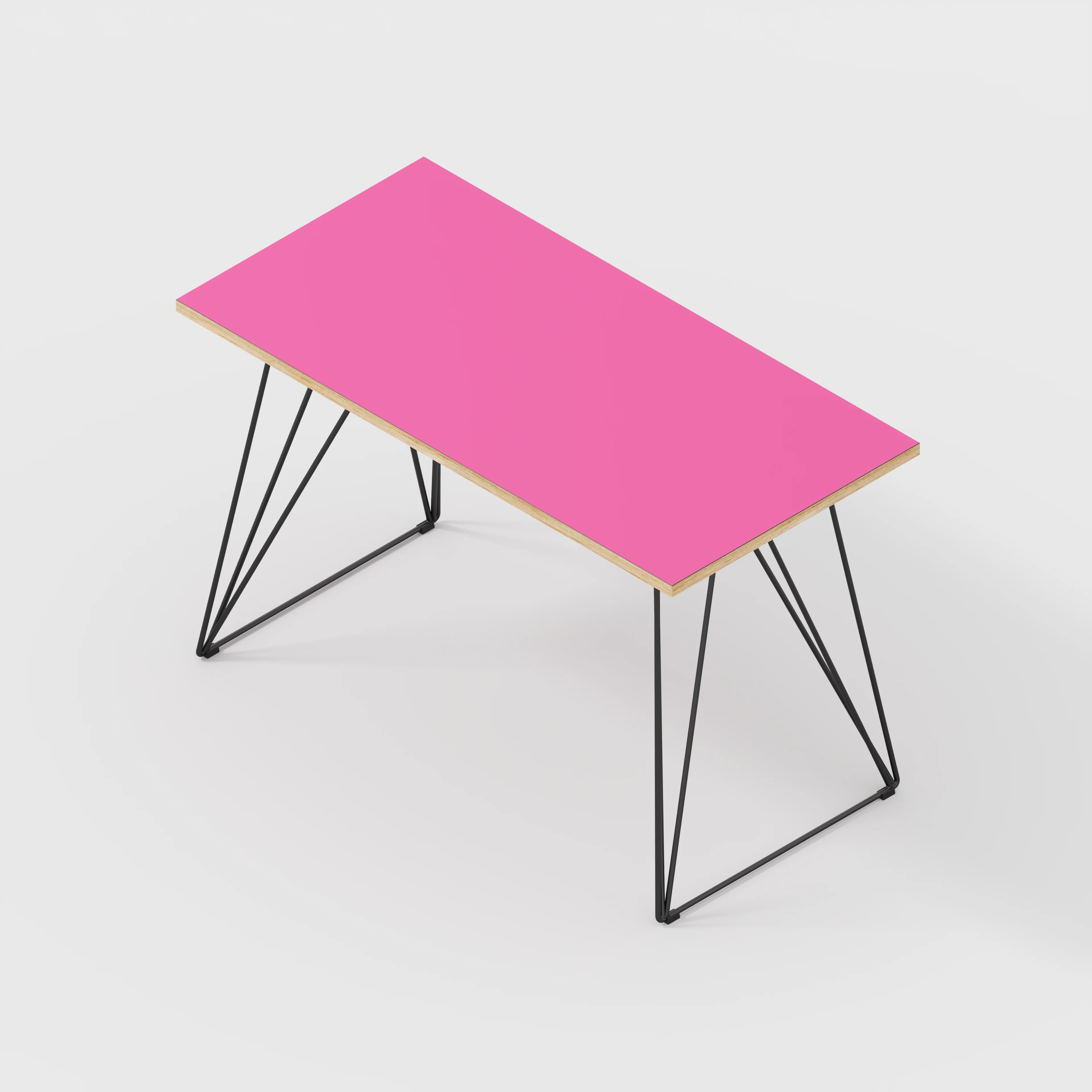 Plywood Desk with Black Wireframe Legs - Formica Juicy Pink - 1200(w) x 600(d) x 735(h) - Image 5