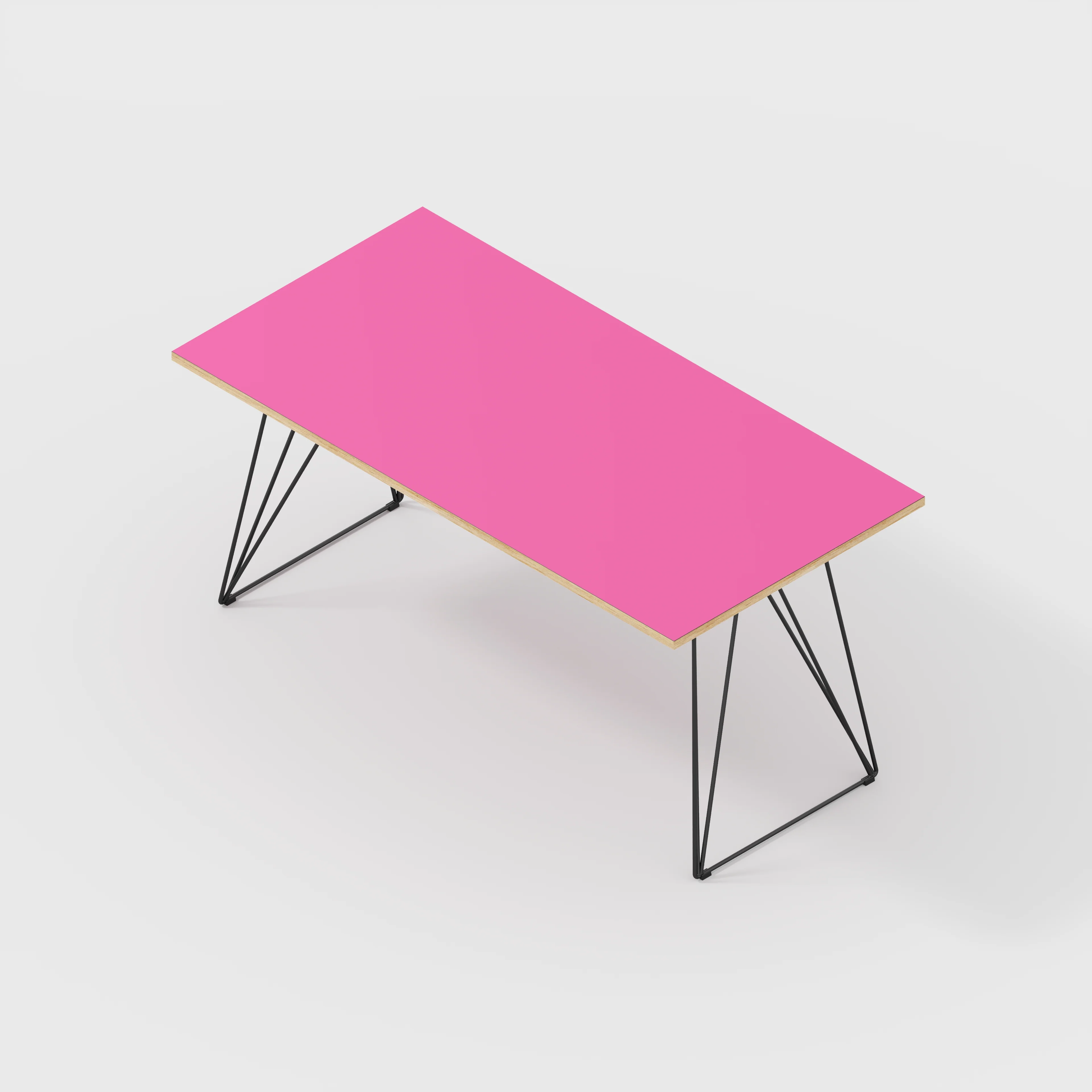 Plywood Desk with Black Wireframe Legs - Formica Juicy Pink - 1600(w) x 800(d) x 735(h) - Image 5