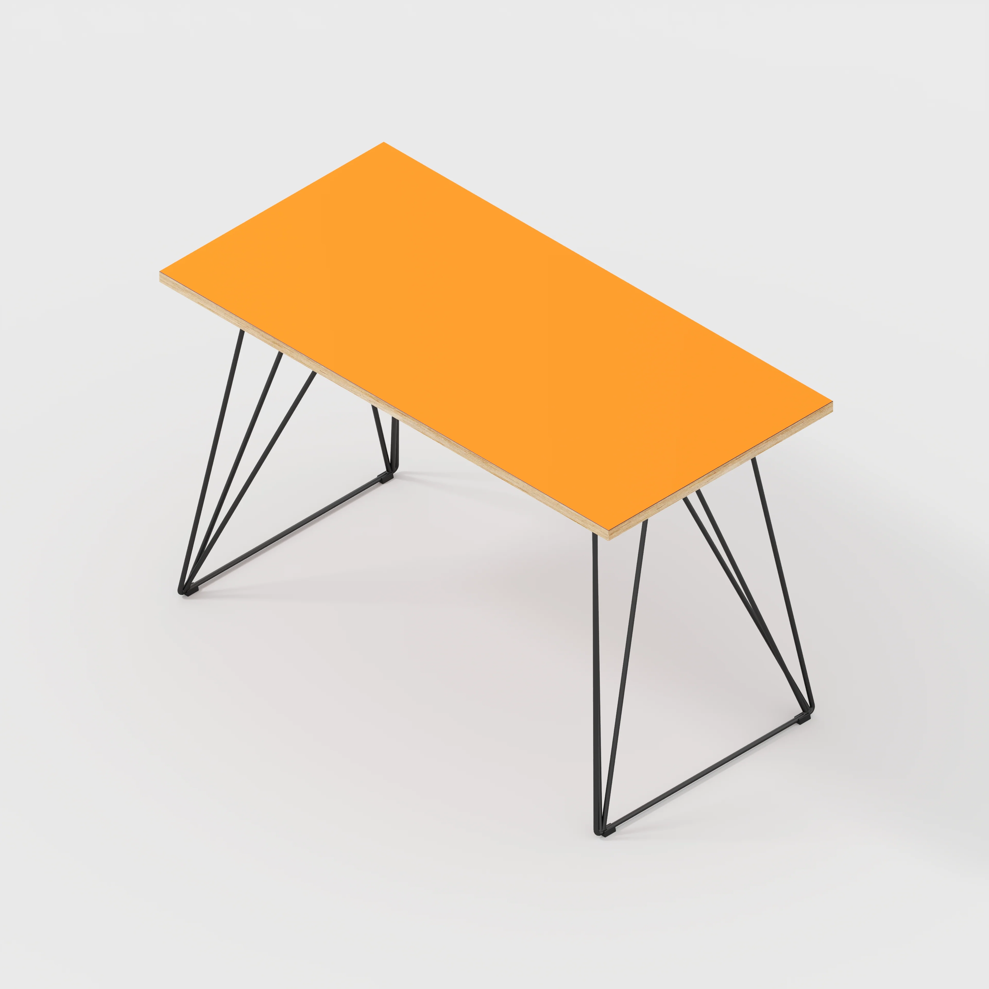 Plywood Desk with Black Wireframe Legs - Formica Levante Orange - 1200(w) x 600(d) x 735(h) - Image 5