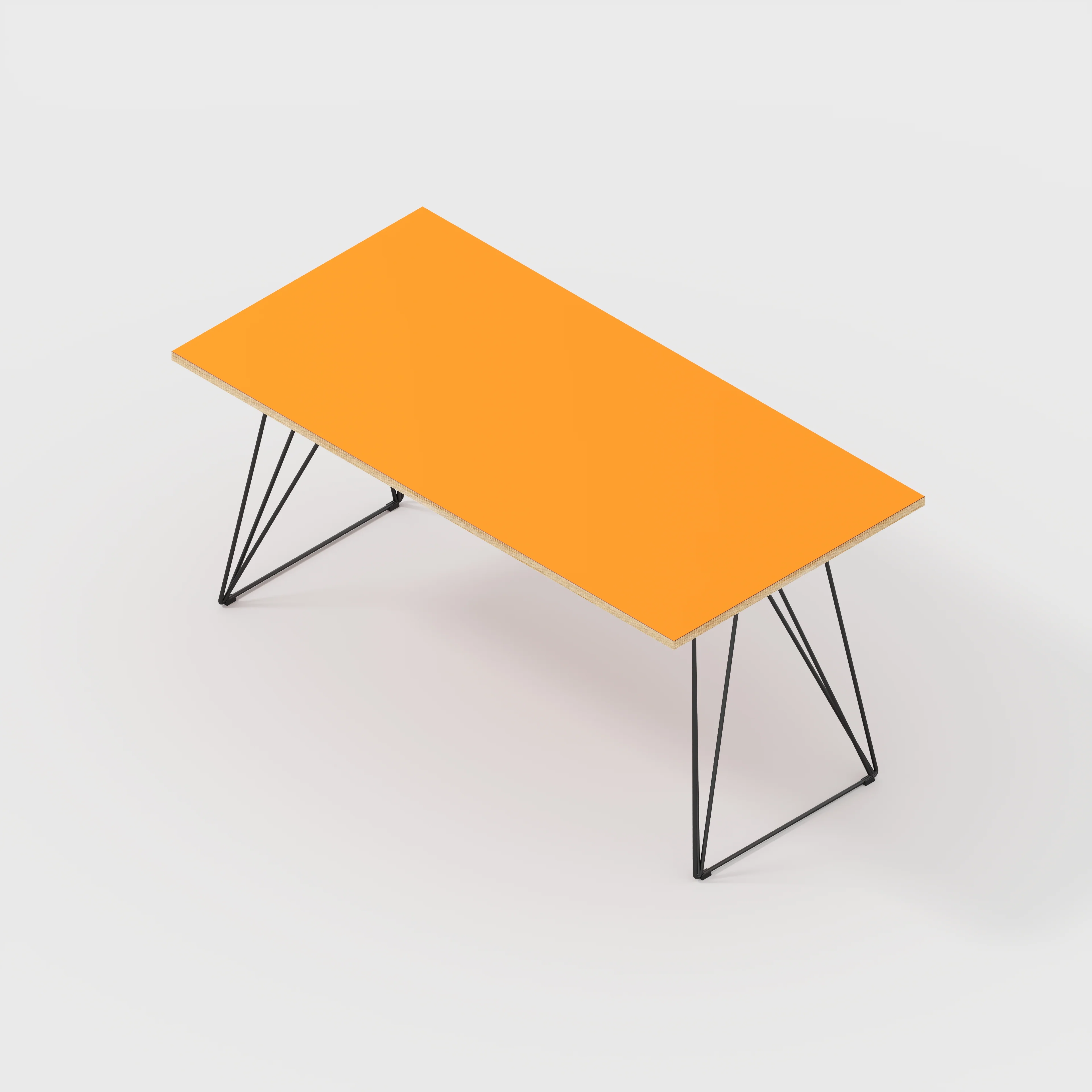 Plywood Desk with Black Wireframe Legs - Formica Levante Orange - 1600(w) x 800(d) x 735(h) - Image 5