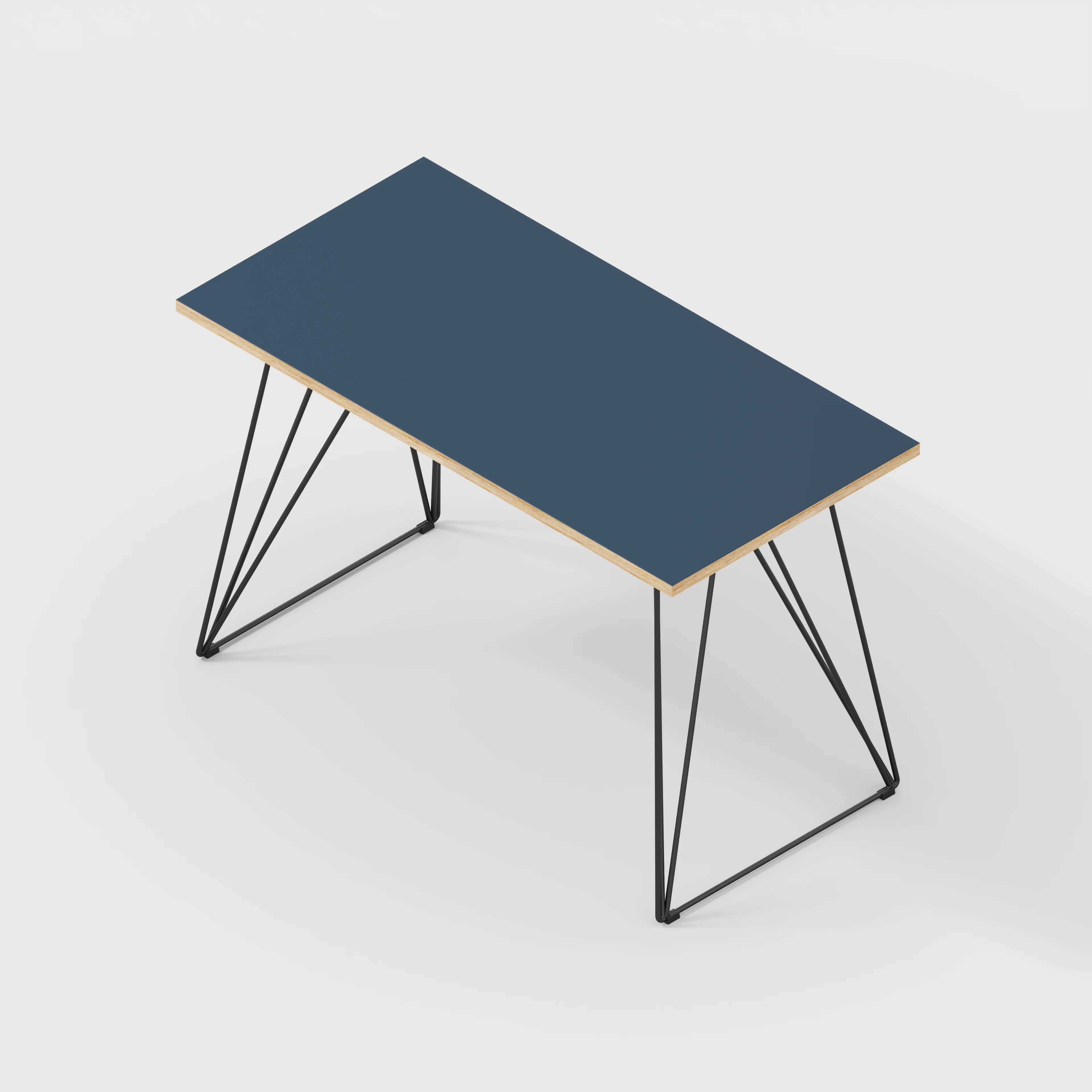 Plywood Desk with Black Wireframe Legs - Formica Night Sea Blue - 1200(w) x 600(d) x 735(h) - Image 5