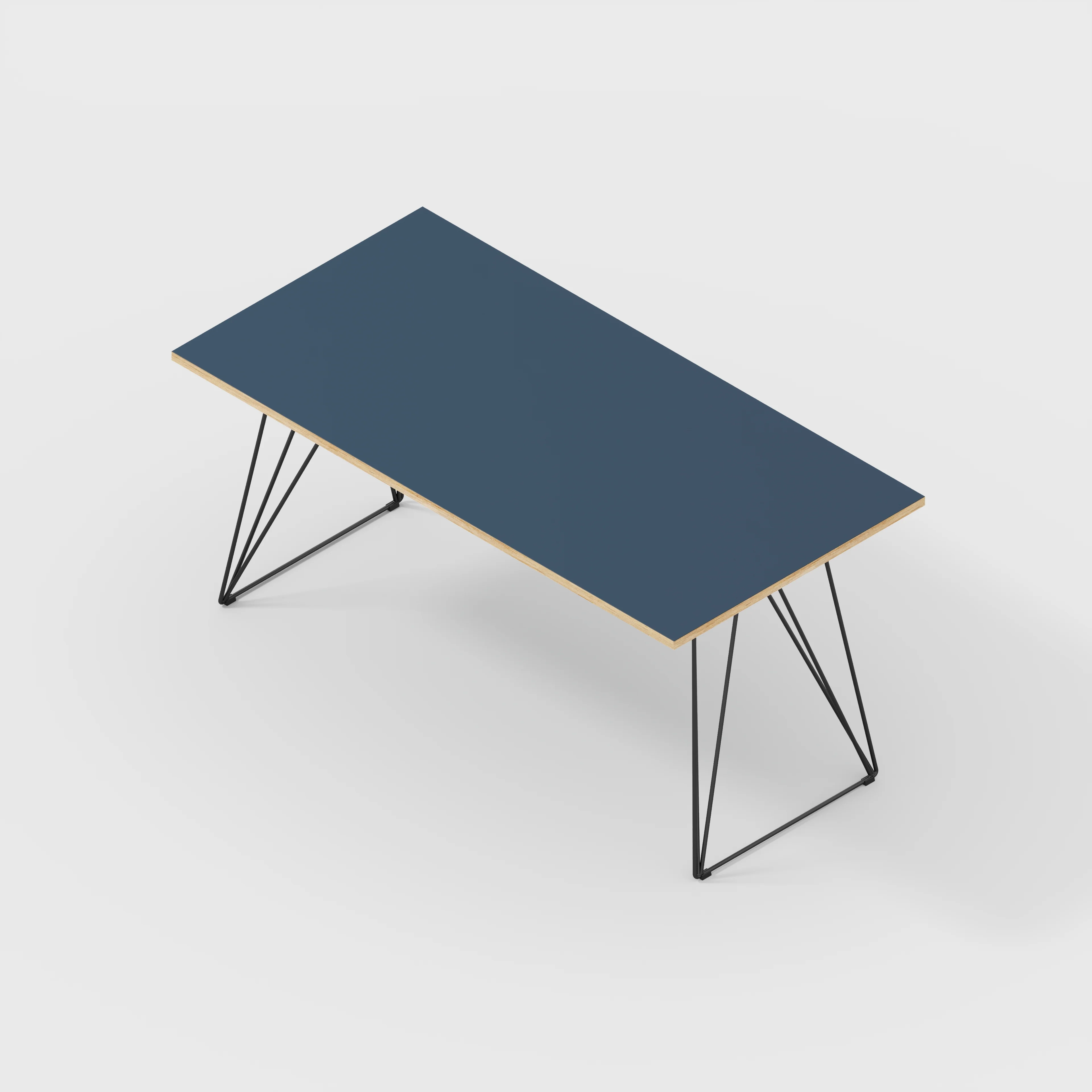 Plywood Desk with Black Wireframe Legs - Formica Night Sea Blue - 1600(w) x 800(d) x 735(h) - Image 5