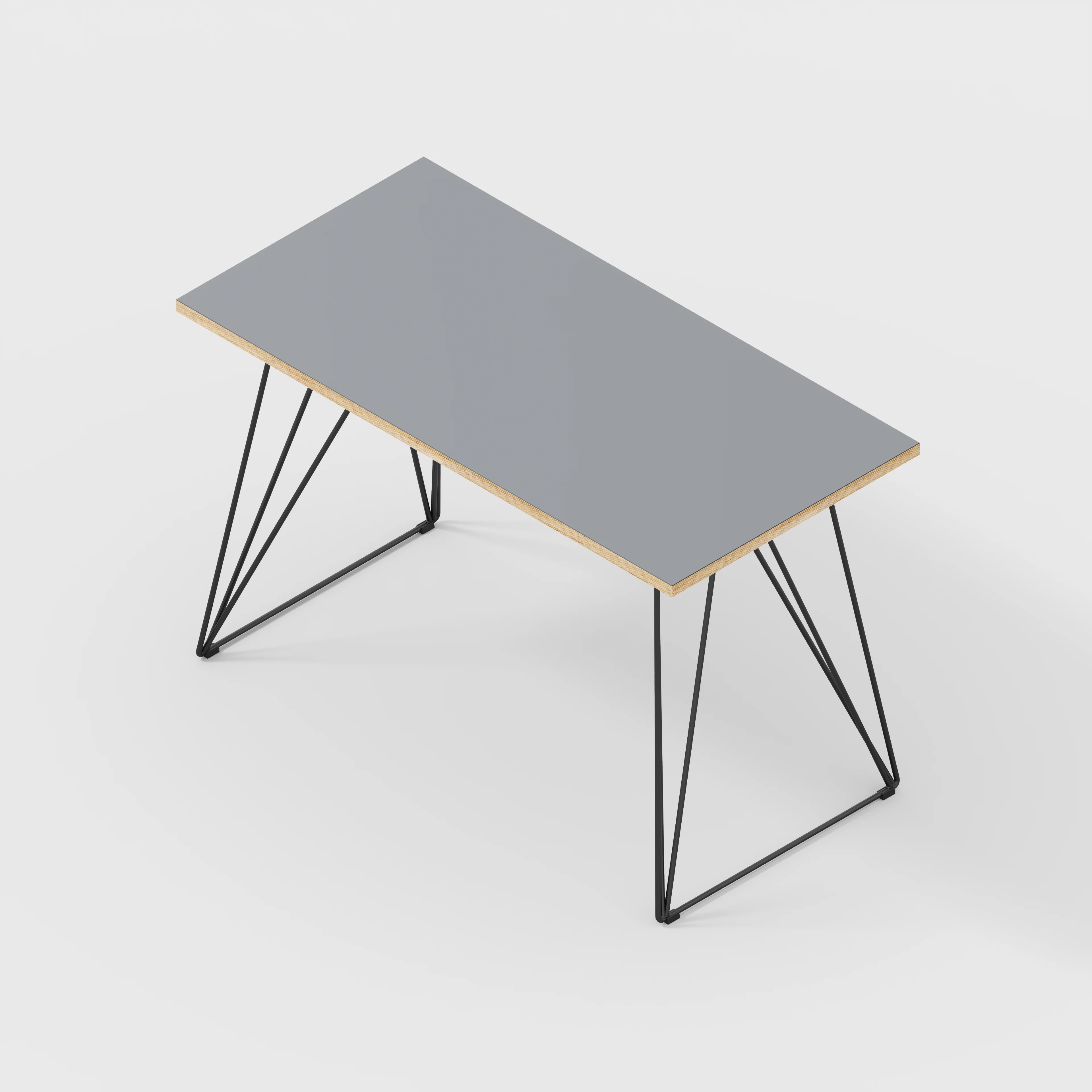 Plywood Desk with Black Wireframe Legs - Formica Tornado Grey - 1200(w) x 600(d) x 735(h) - Image 5