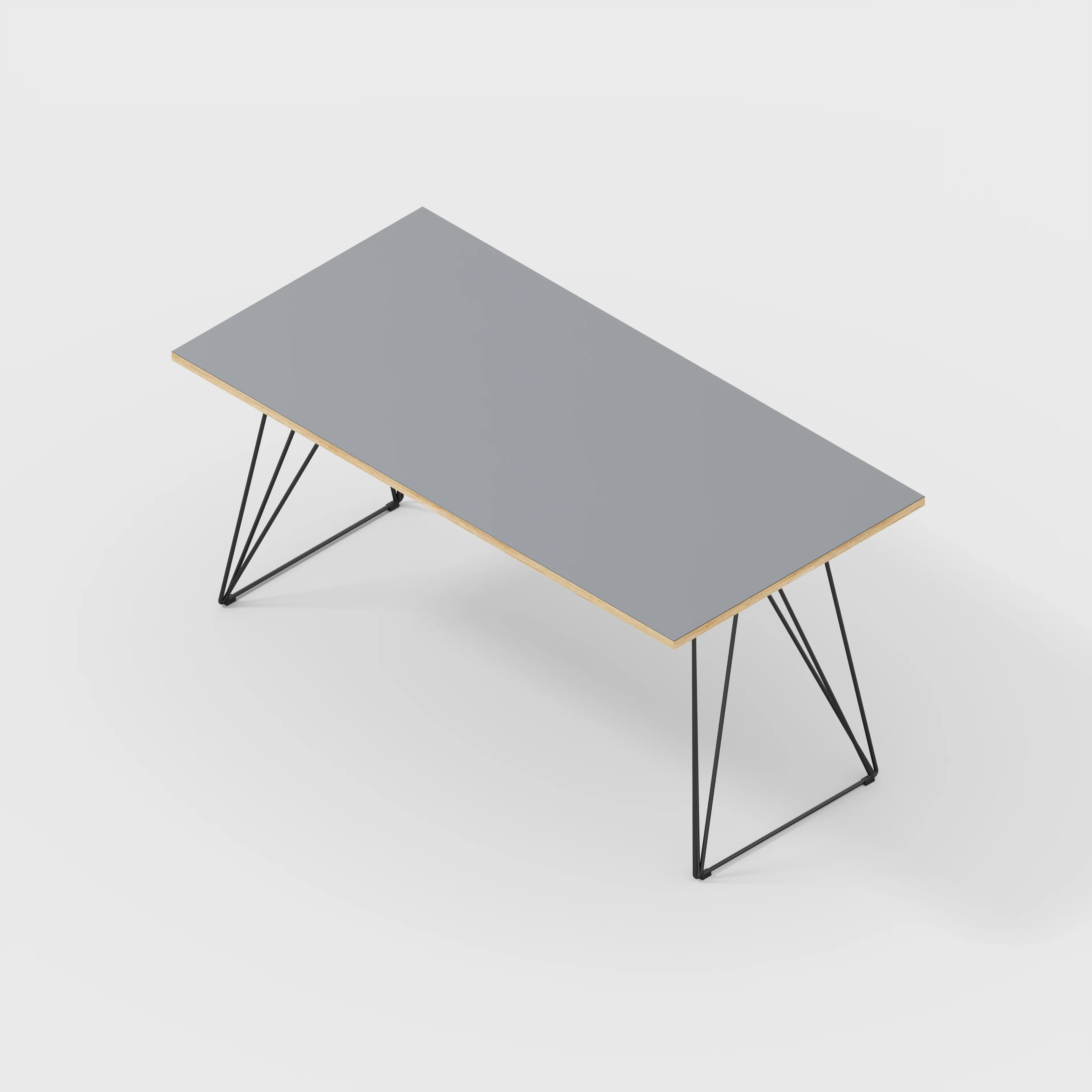 Plywood Desk with Black Wireframe Legs - Formica Tornado Grey - 1600(w) x 800(d) x 735(h) - Image 5