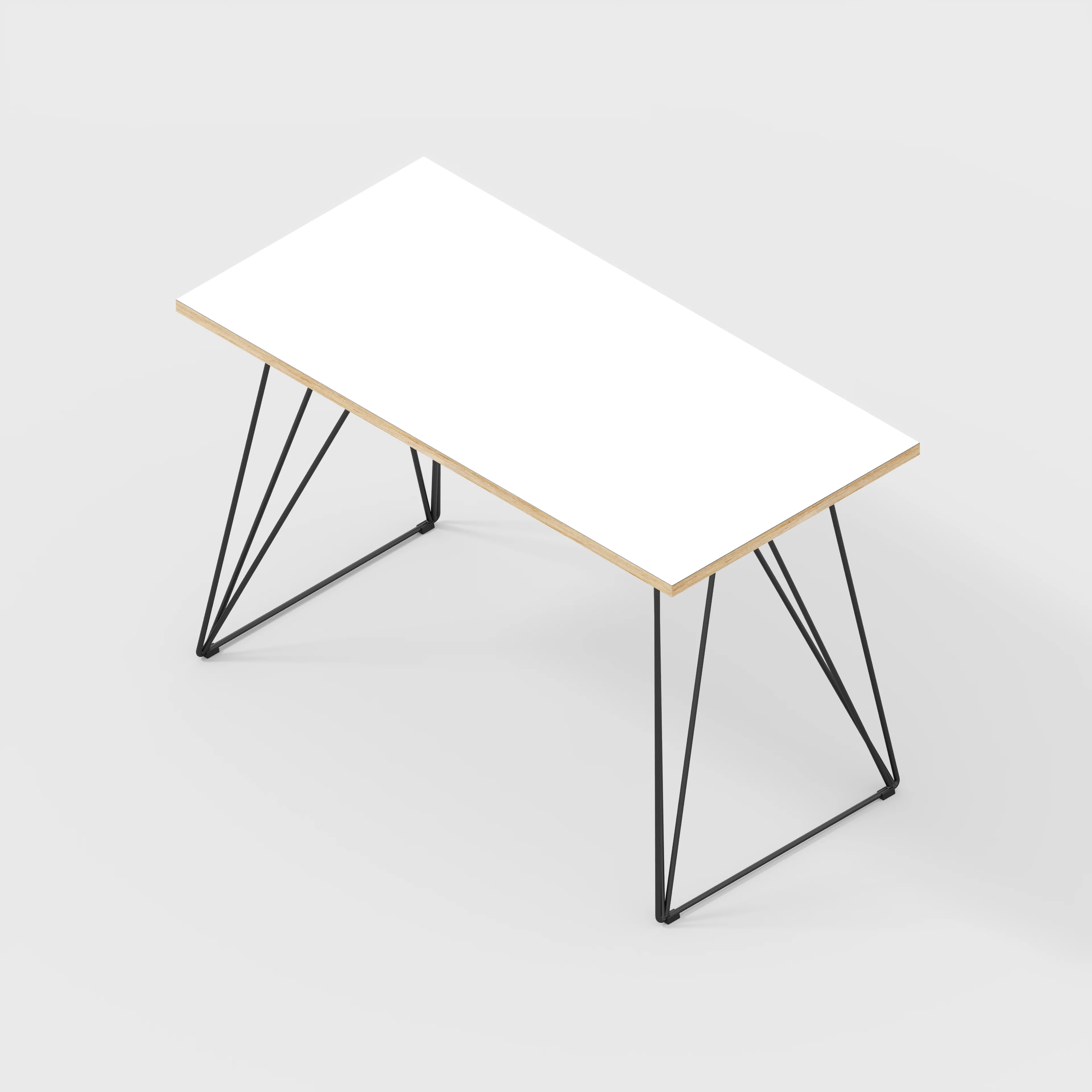 Plywood Desk with Black Wireframe Legs - Formica White - 1200(w) x 600(d) x 735(h) - Image 5