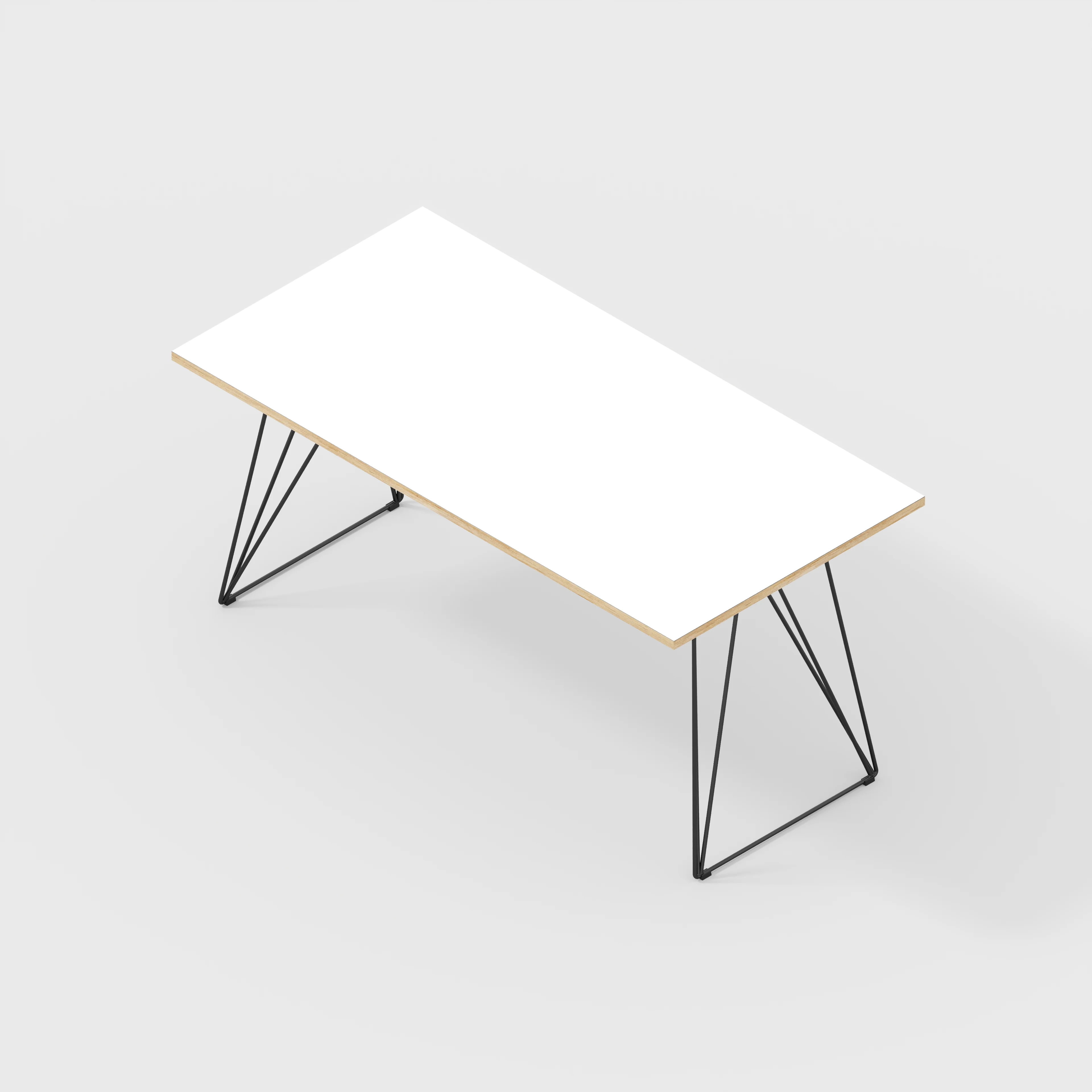 Plywood Desk with Black Wireframe Legs - Formica White - 1600(w) x 800(d) x 735(h) - Image 5