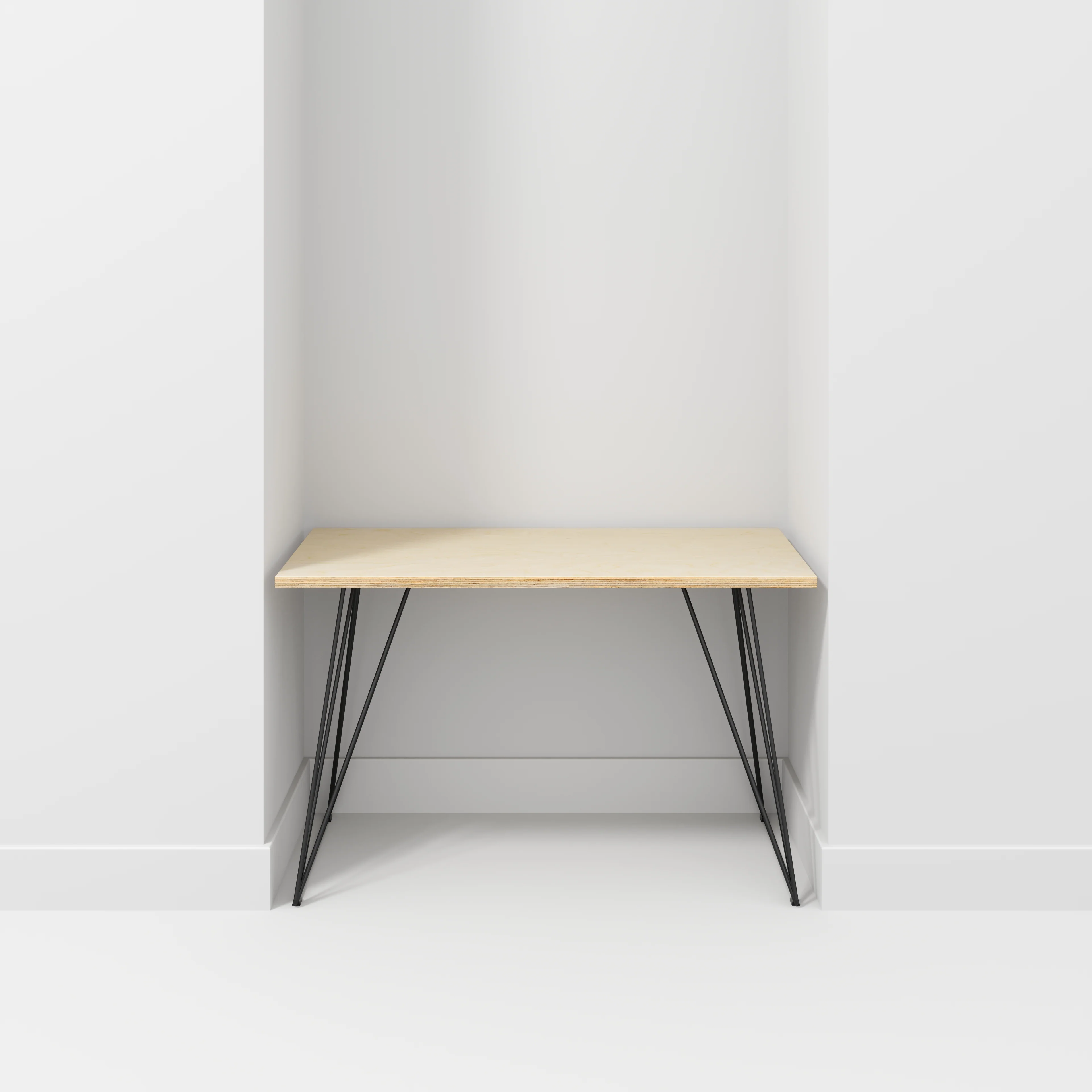 Plywood Desk with Black Wireframe Legs - Plywood Birch - 1200(w) x 600(d) x 735(h) - Image 2