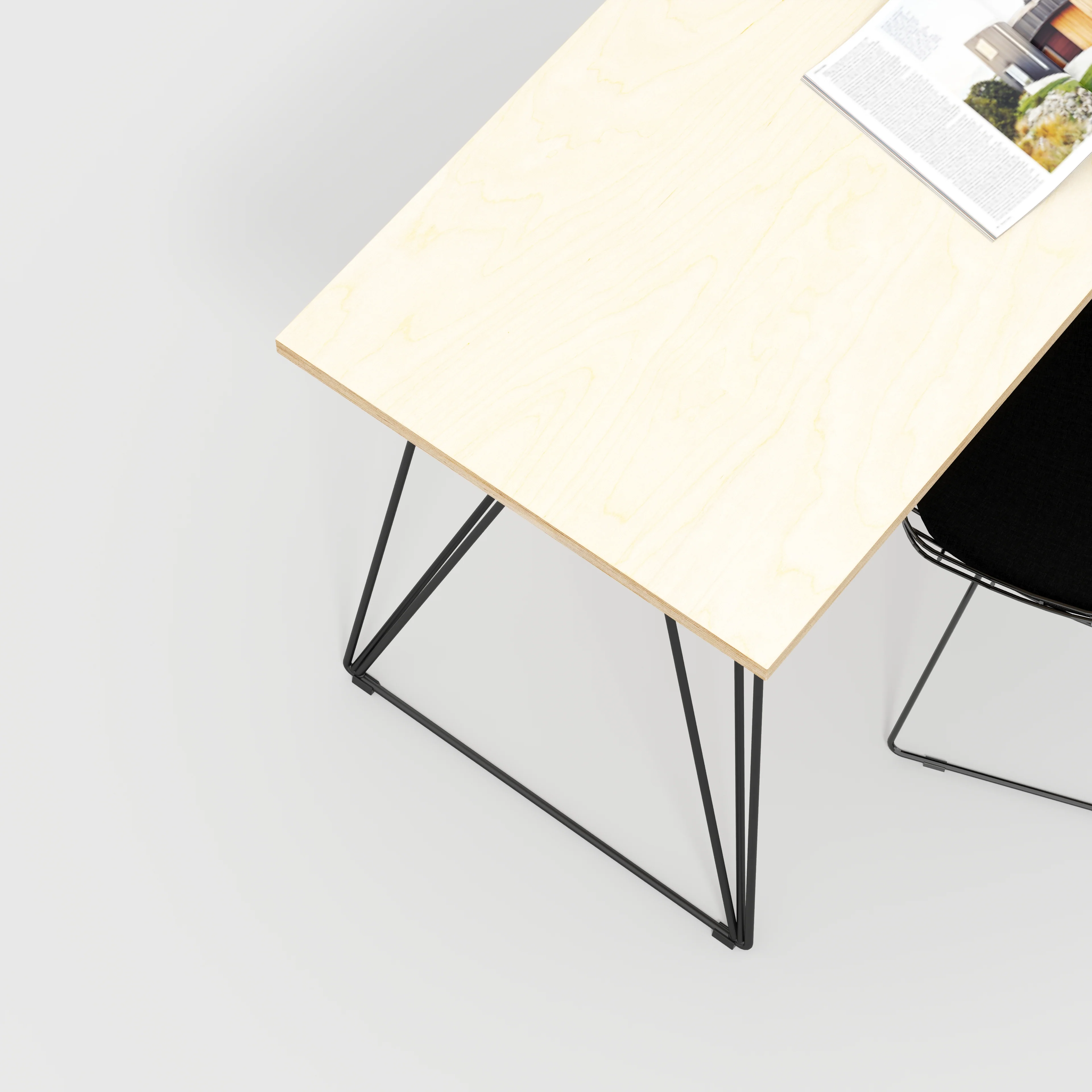 Plywood Desk with Black Wireframe Legs - Plywood Birch - 1200(w) x 600(d) x 735(h) - Image 3