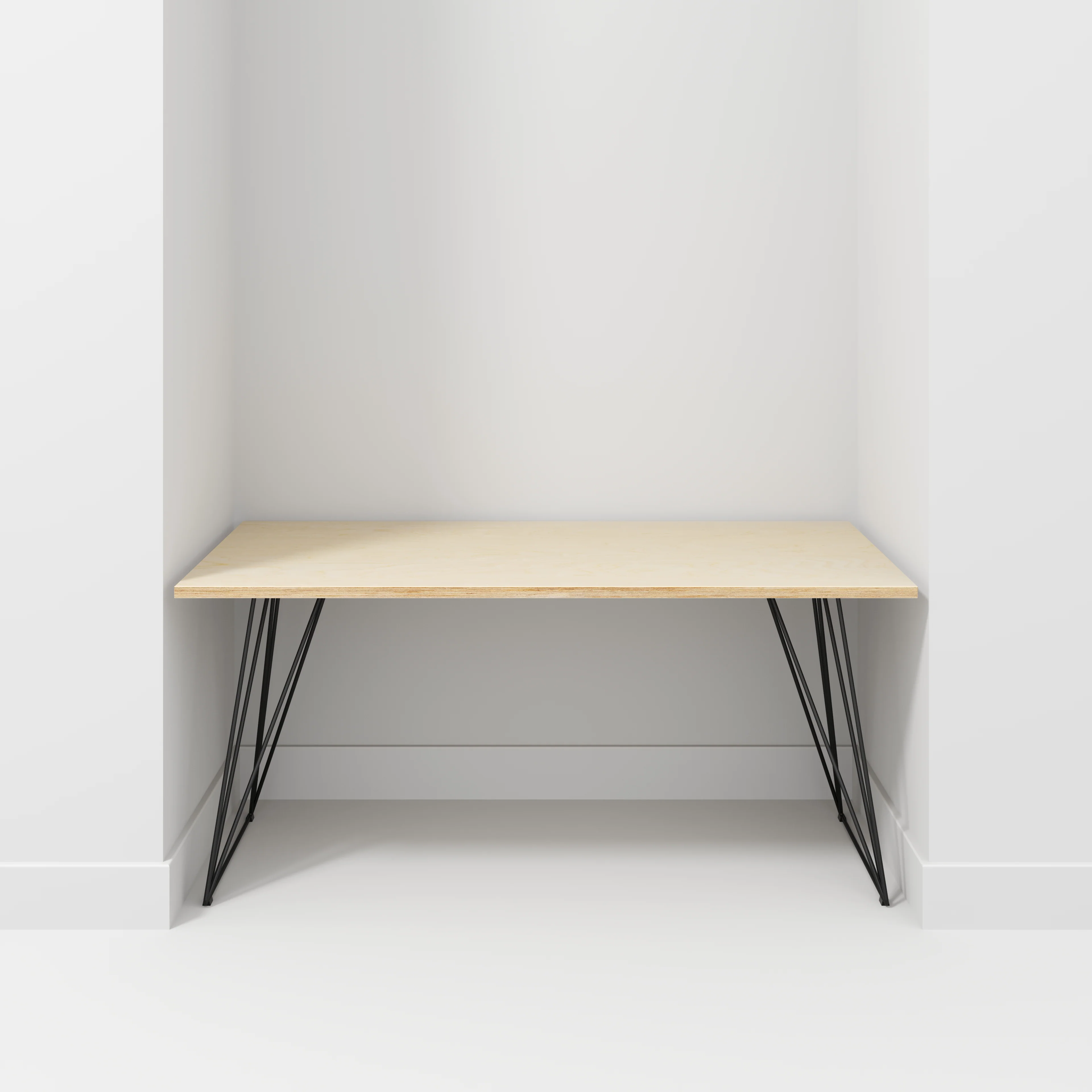 Plywood Desk with Black Wireframe Legs - Plywood Birch - 1600(w) x 800(d) x 735(h) - Image 2