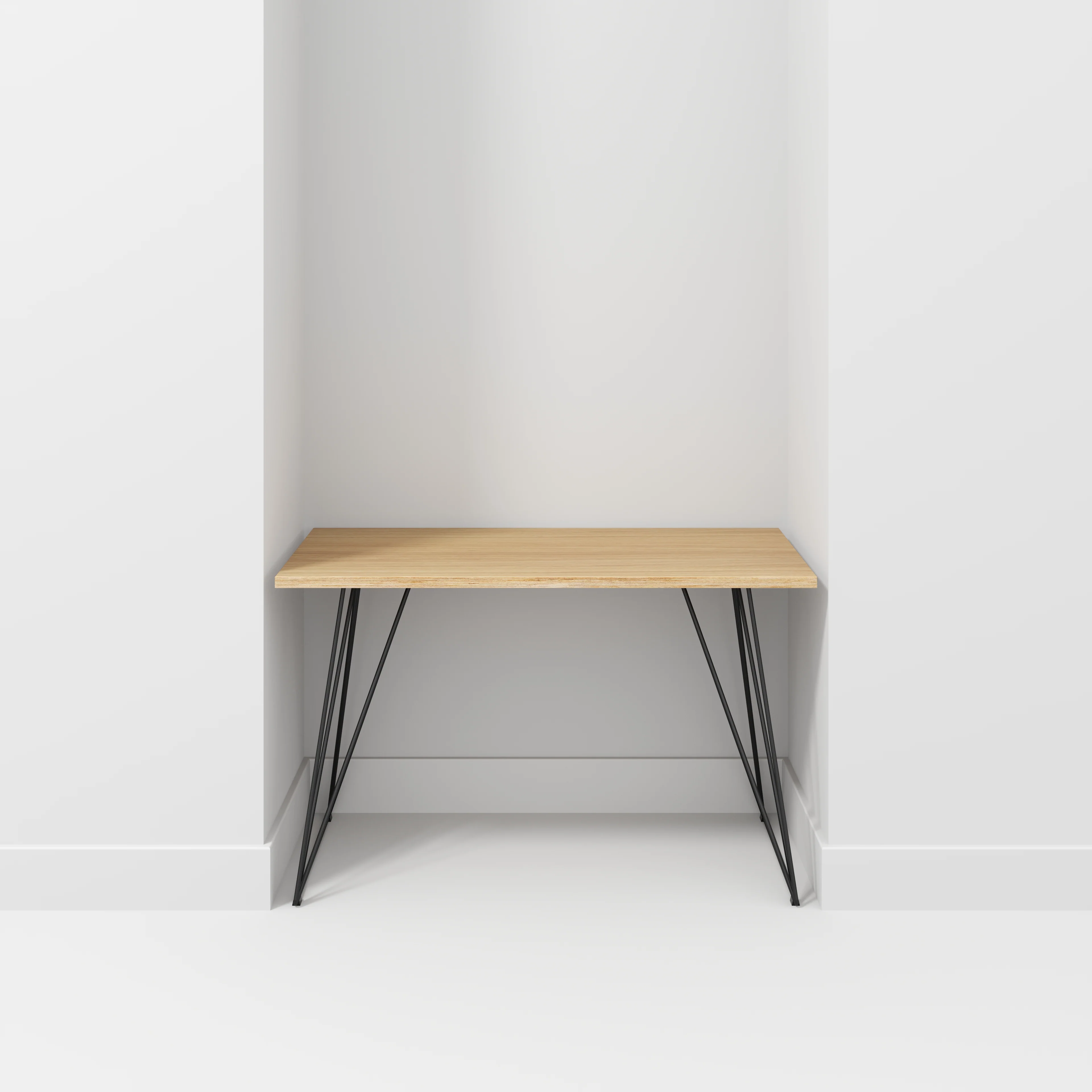 Plywood Desk with Black Wireframe Legs - Plywood Oak - 1200(w) x 600(d) x 735(h) - Image 2