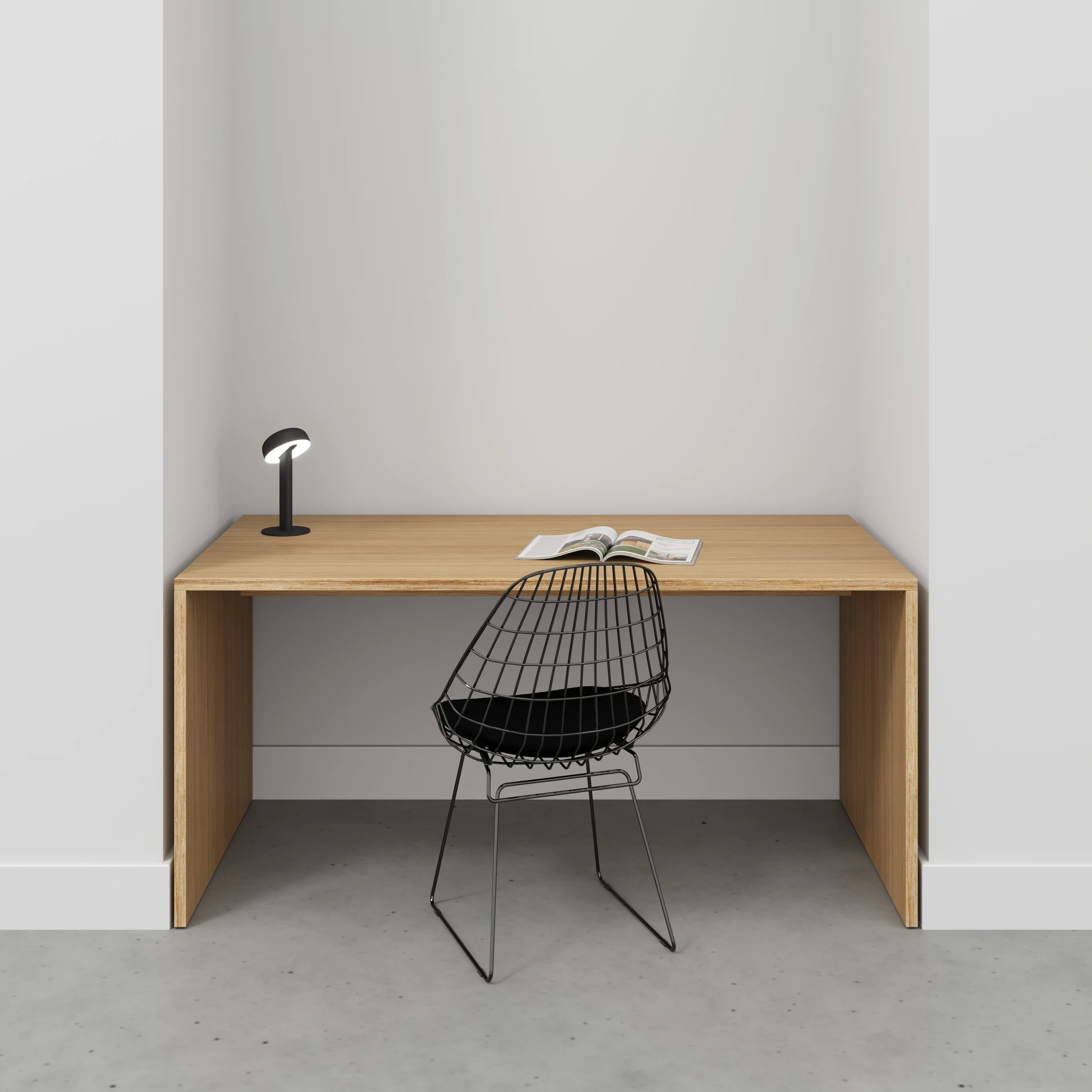 Plywood Desk with Solid Sides - Plywood Oak - 1600(w) x 800(d) x 750(h) - Image 2