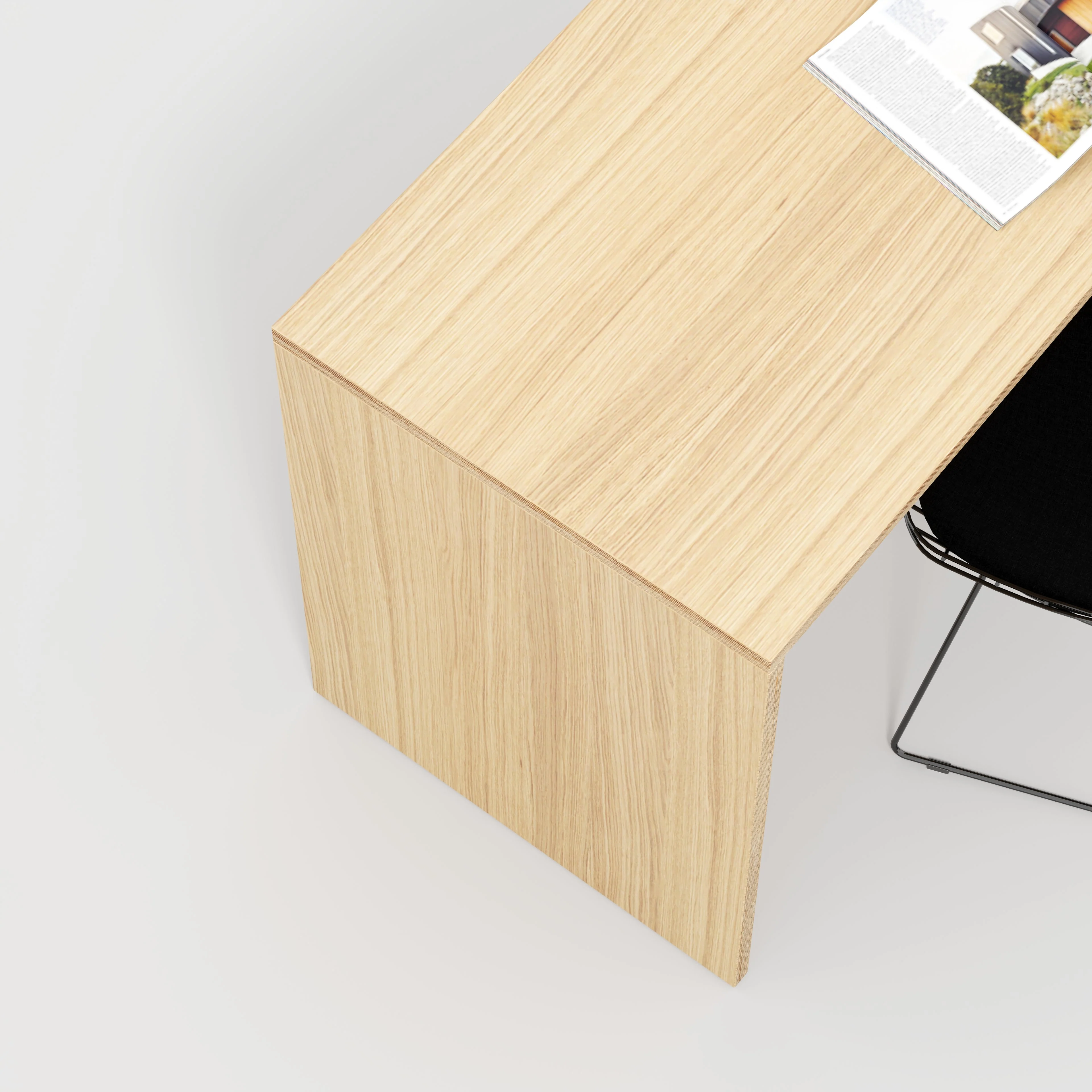 Plywood Desk with Solid Sides - Plywood Oak - 1600(w) x 800(d) x 750(h) - Image 3