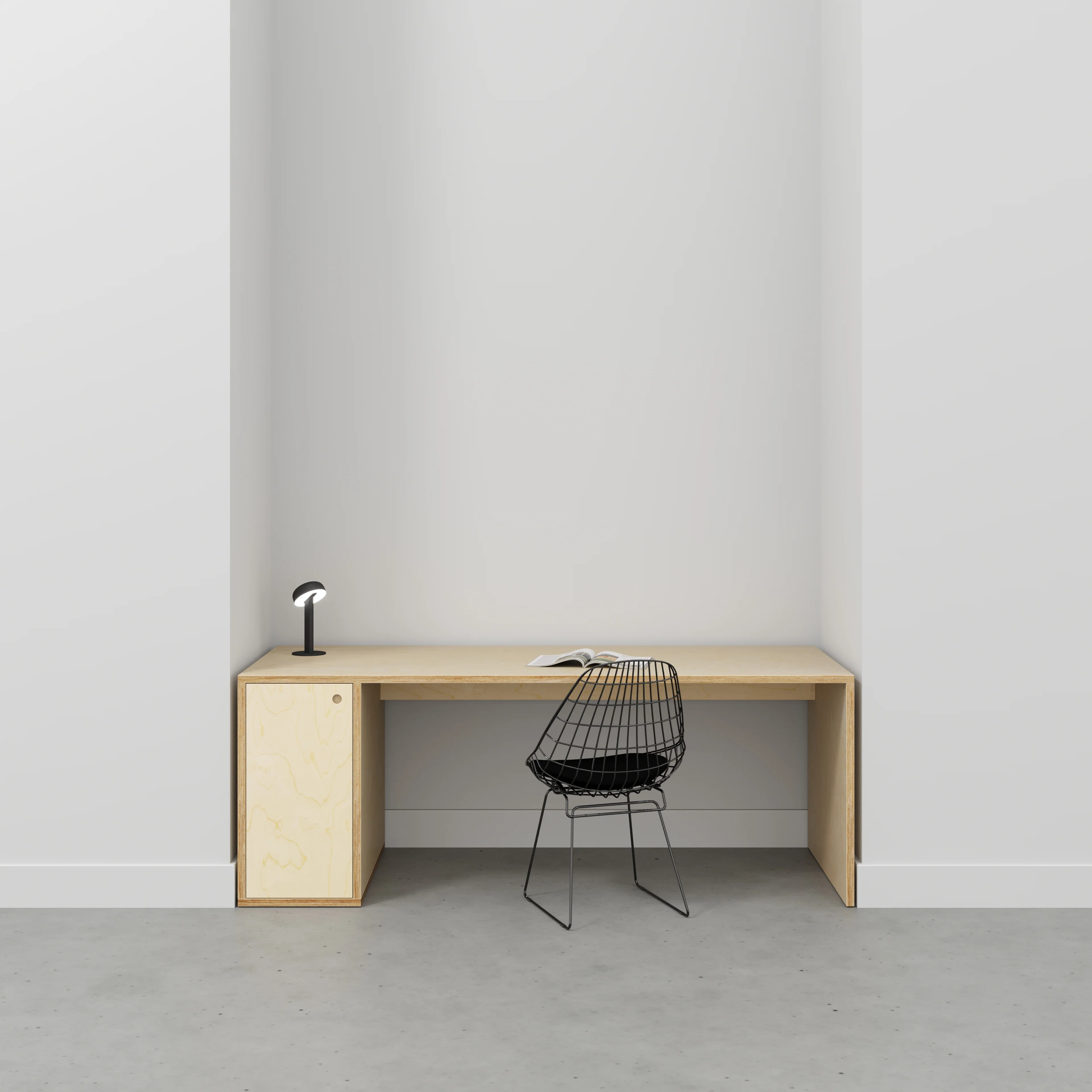 Plywood Desk with Storage Type 1 LH - Door - Plywood Birch - 2000(w) x 800(d) x 750(h) - Image 2