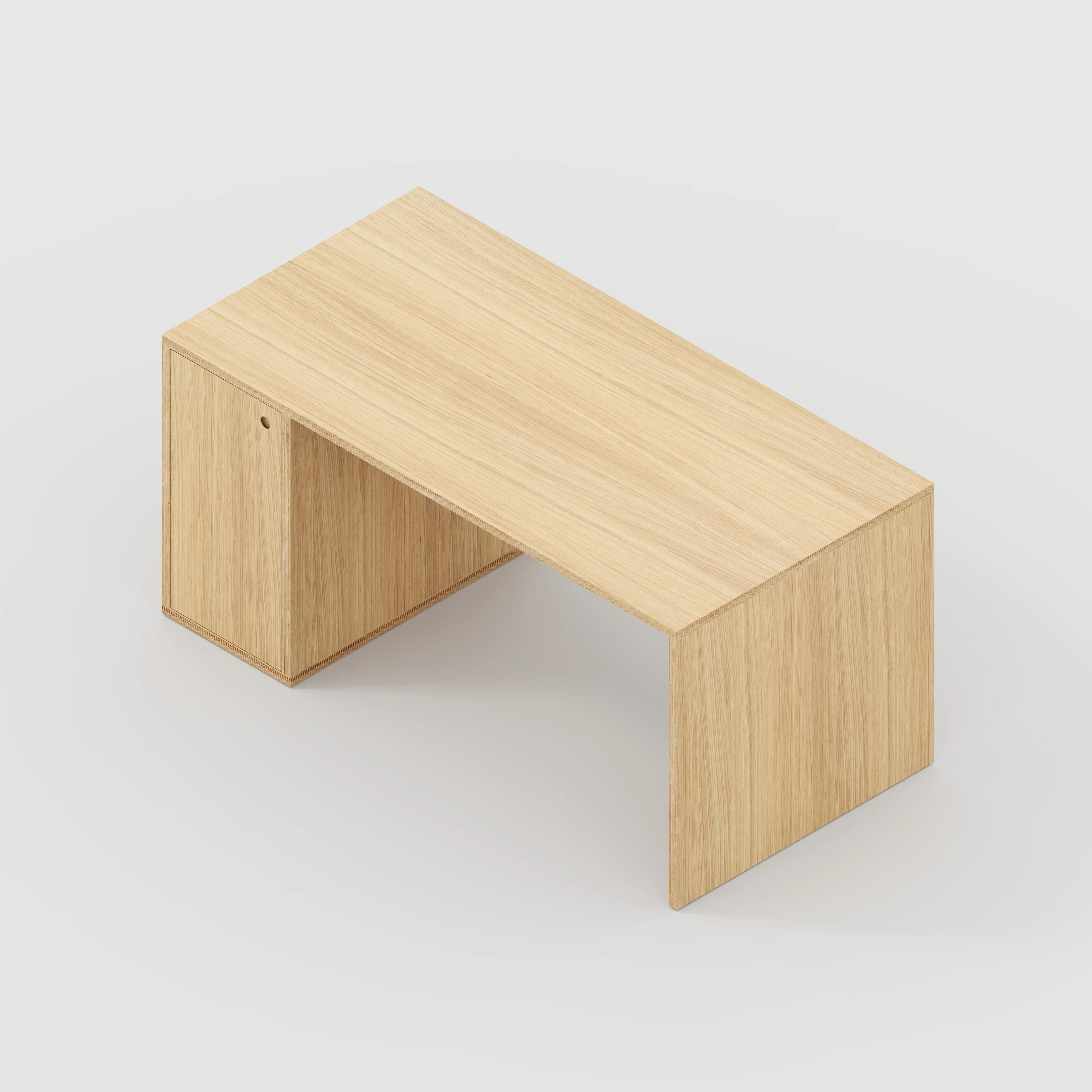Plywood Desk with Storage Type 1 LH - Door - Plywood Oak - 1600(w) x 800(d) x 750(h) - Image 5