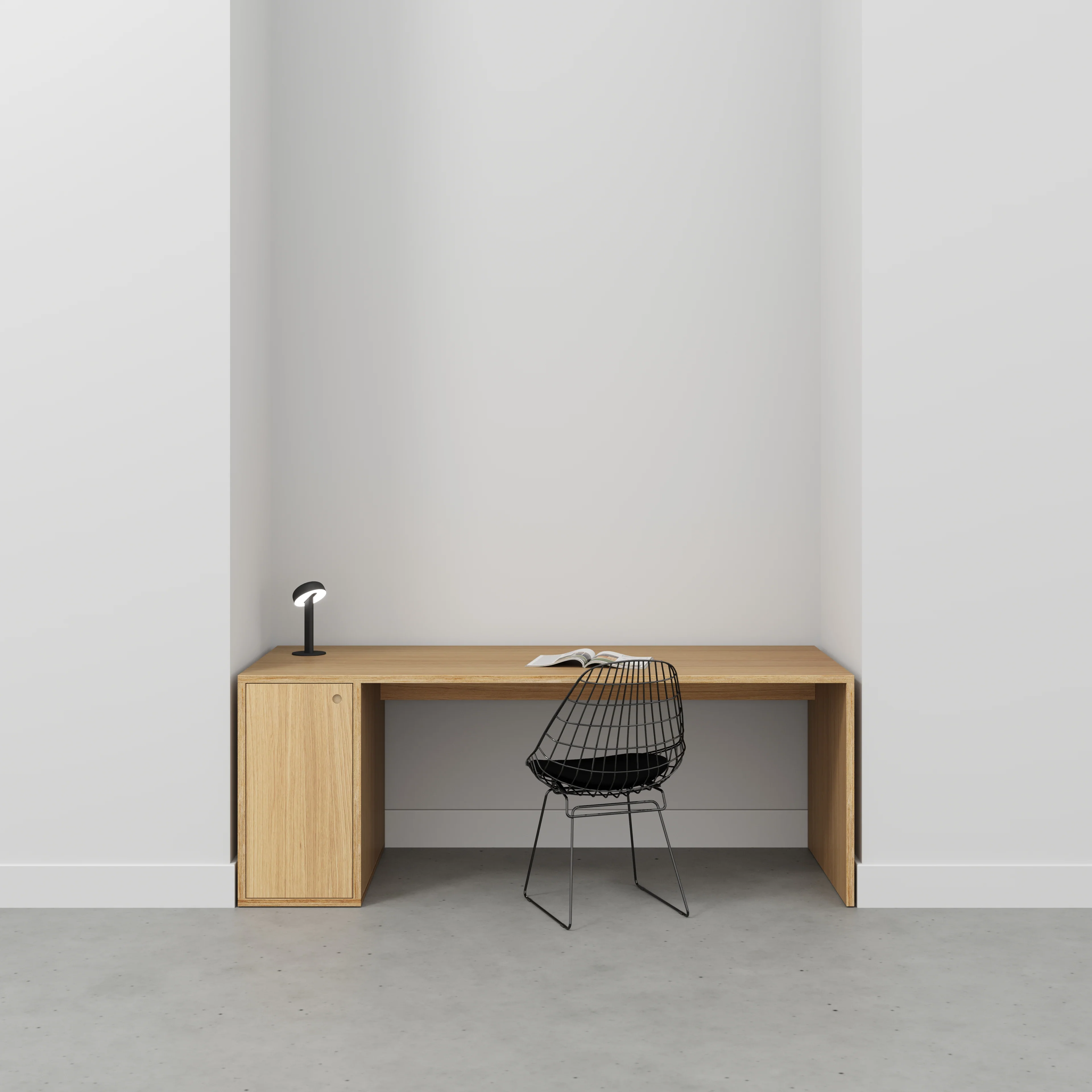 Plywood Desk with Storage Type 1 LH - Door - Plywood Oak - 2000(w) x 800(d) x 750(h) - Image 2