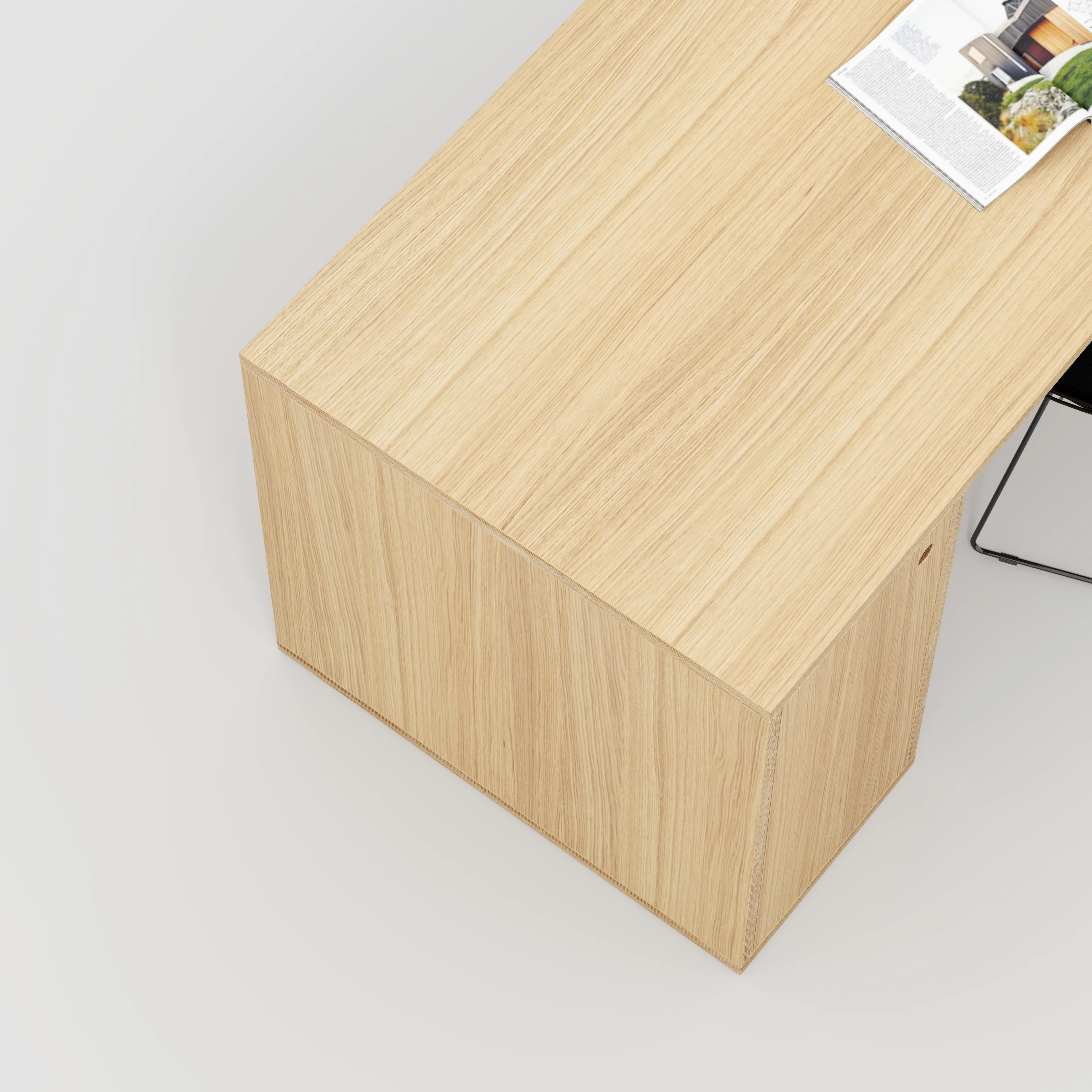 Plywood Desk with Storage Type 1 LH - Door - Plywood Oak - 2000(w) x 800(d) x 750(h) - Image 3