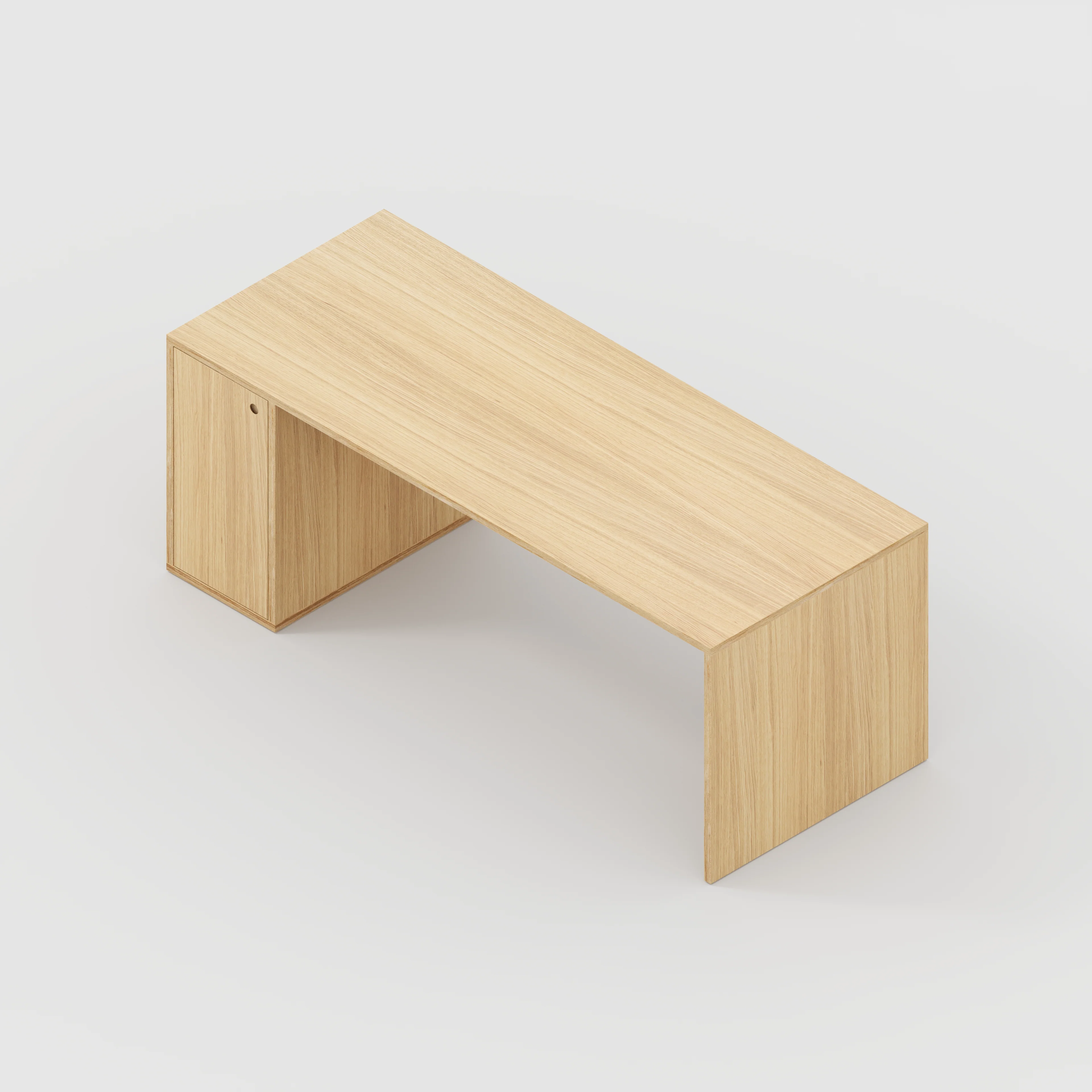 Plywood Desk with Storage Type 1 LH - Door - Plywood Oak - 2000(w) x 800(d) x 750(h) - Image 5