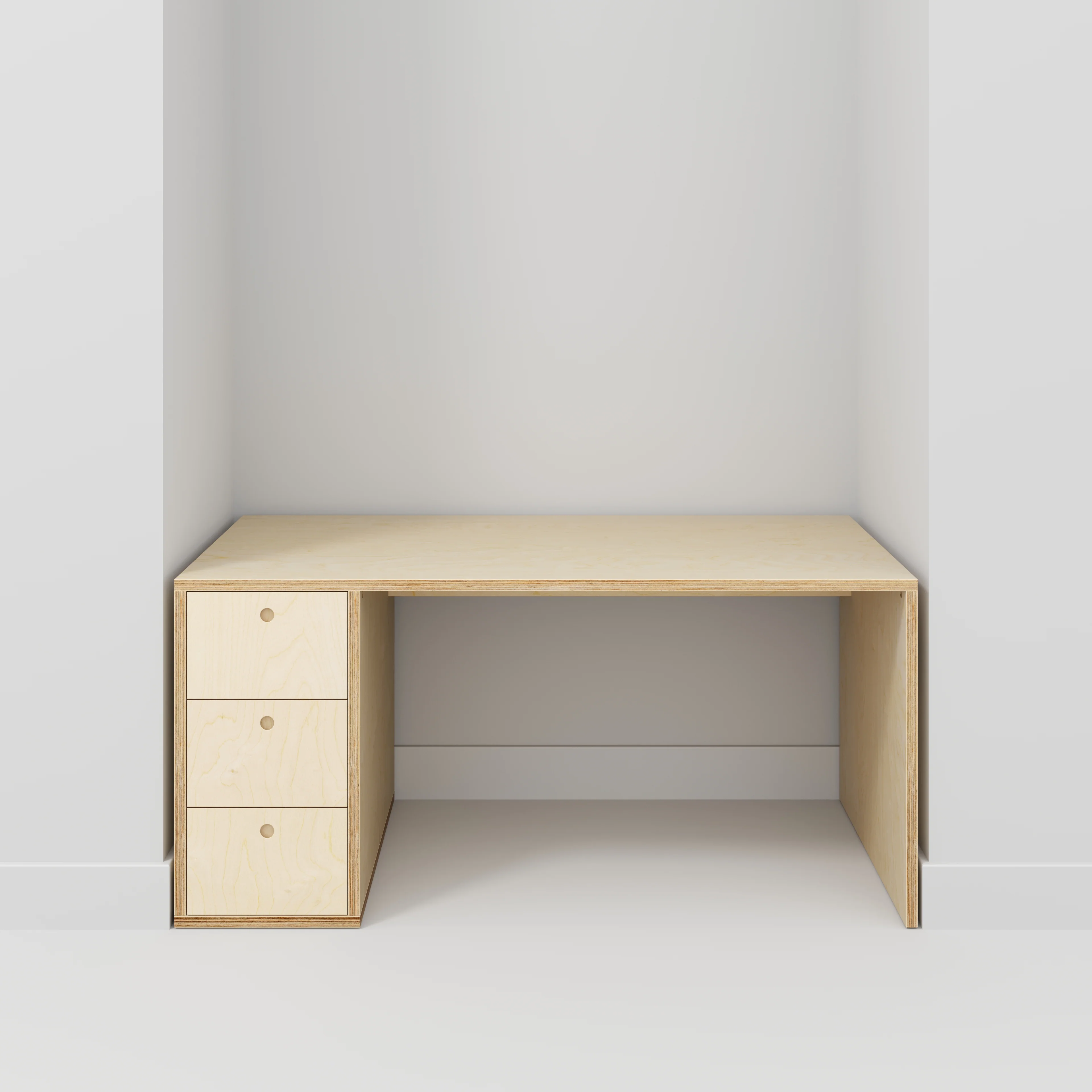 Plywood Desk with Storage Type 1 LH - Drawers - Plywood Birch - 1600(w) x 800(d) x 750(h) - Image 2