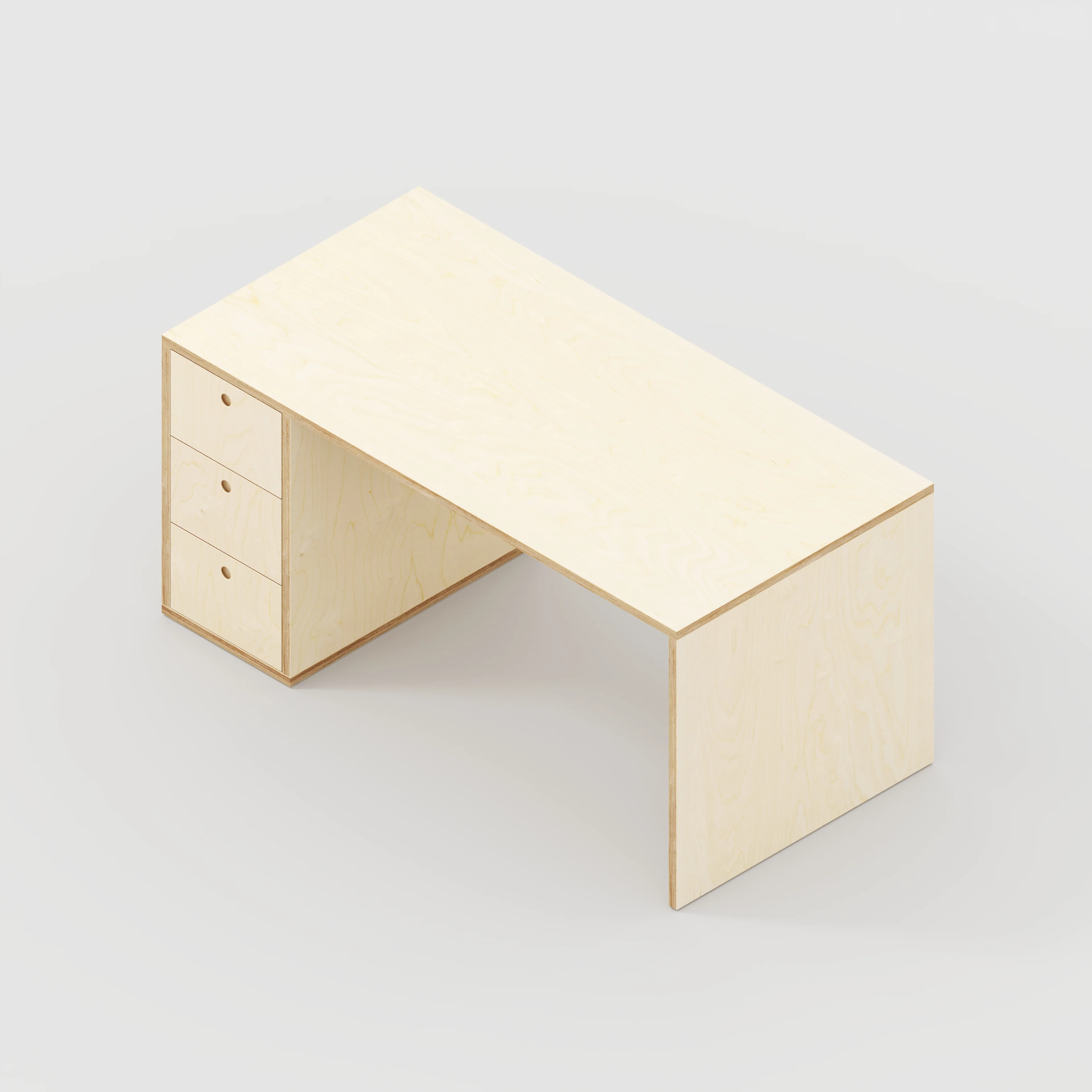 Plywood Desk with Storage Type 1 LH - Drawers - Plywood Birch - 1600(w) x 800(d) x 750(h) - Image 5