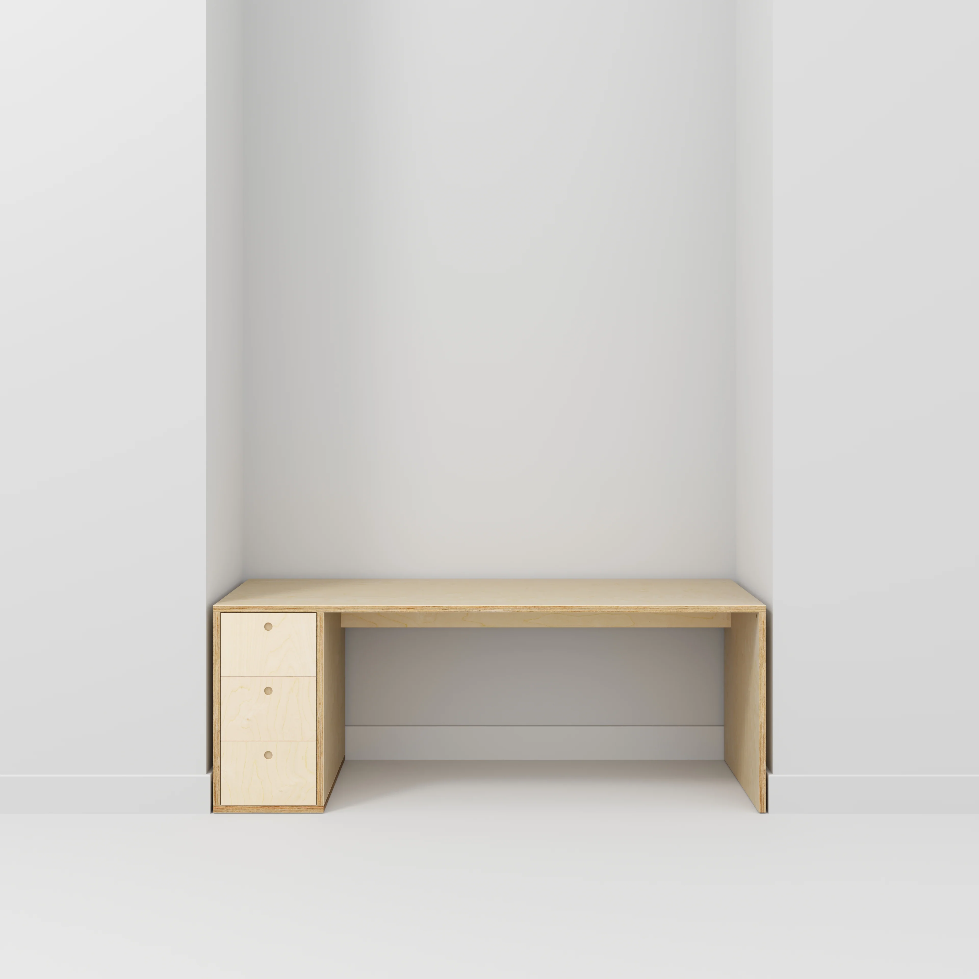 Plywood Desk with Storage Type 1 LH - Drawers - Plywood Birch - 2000(w) x 800(d) x 750(h) - Image 2