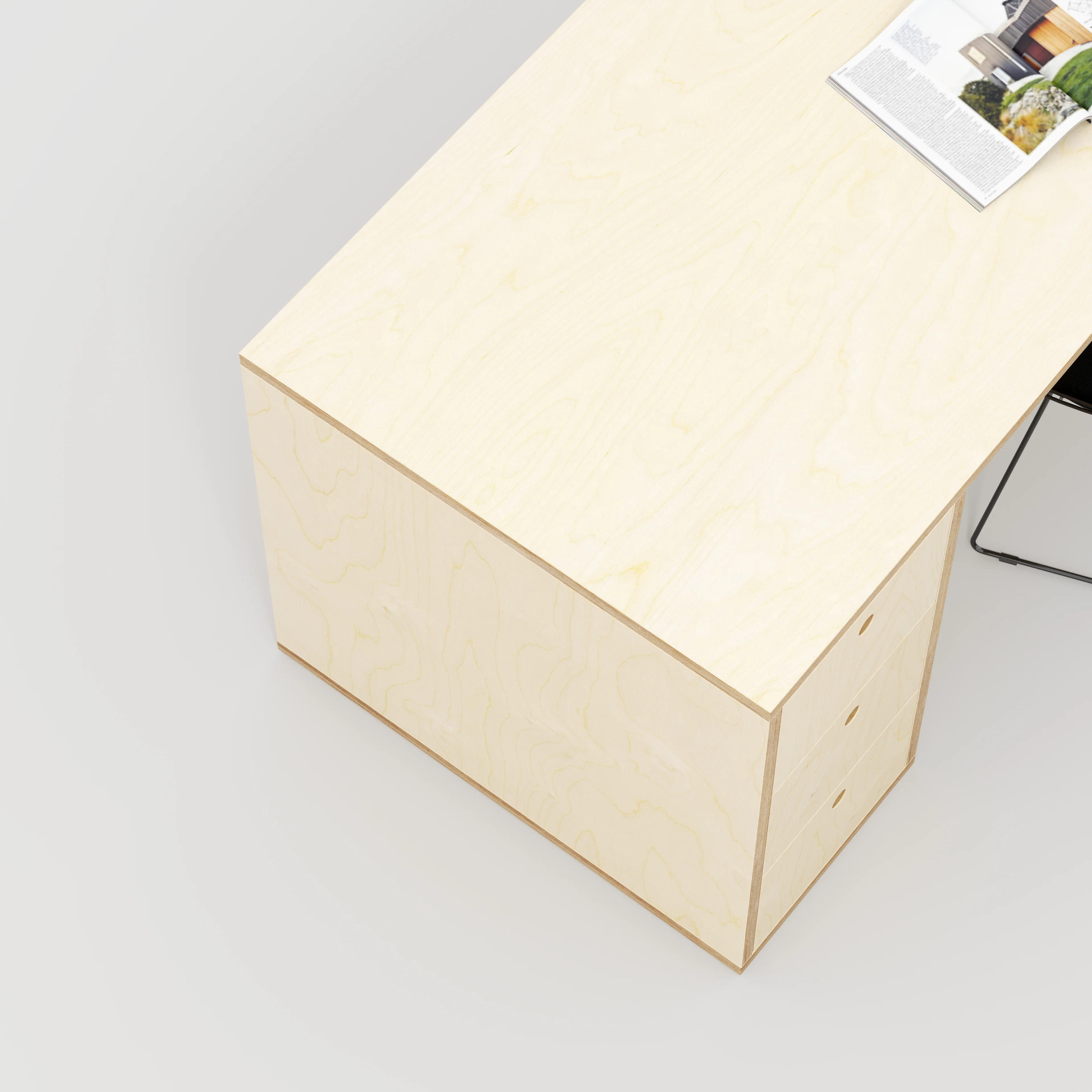 Plywood Desk with Storage Type 1 LH - Drawers - Plywood Birch - 2000(w) x 800(d) x 750(h) - Image 3