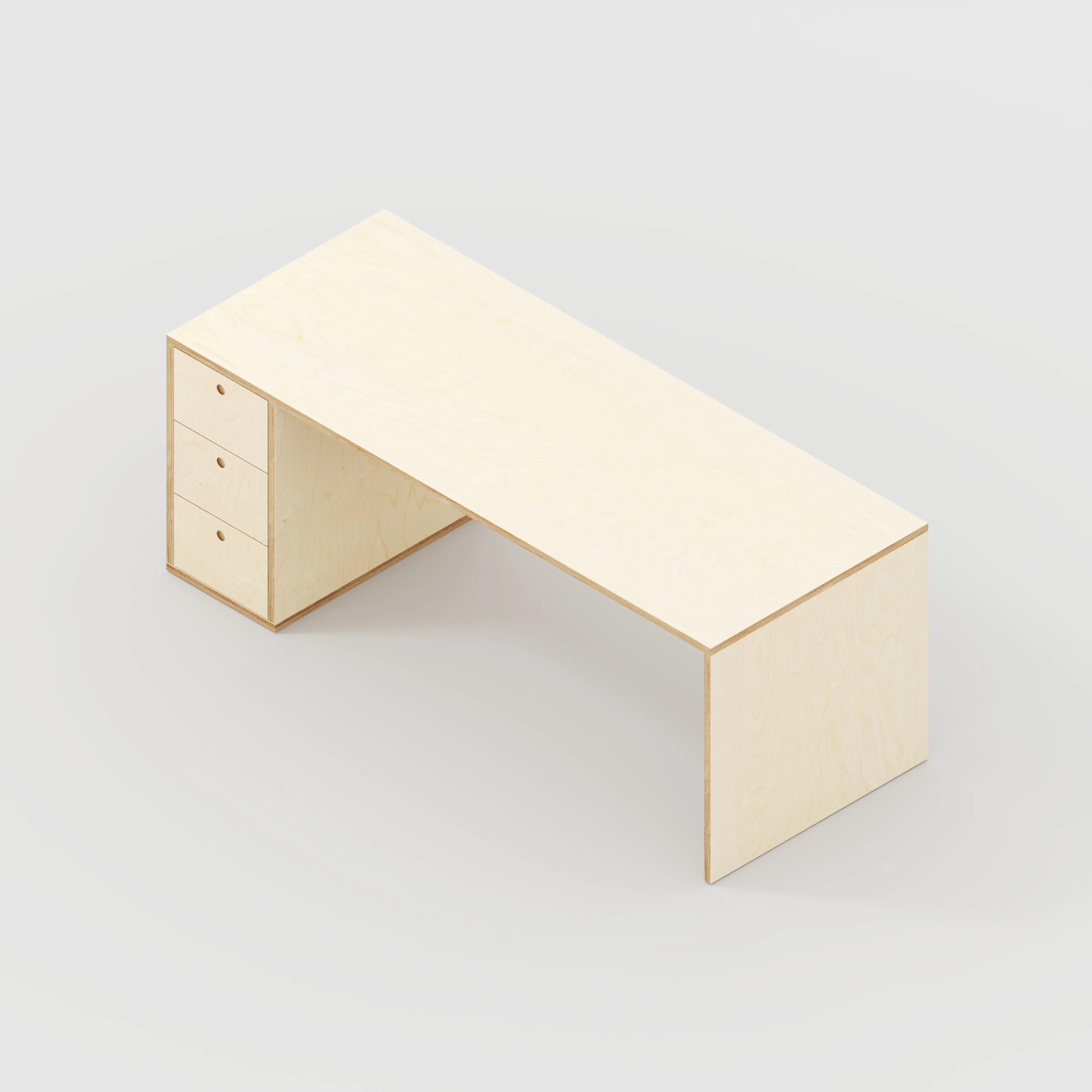 Plywood Desk with Storage Type 1 LH - Drawers - Plywood Birch - 2000(w) x 800(d) x 750(h) - Image 5