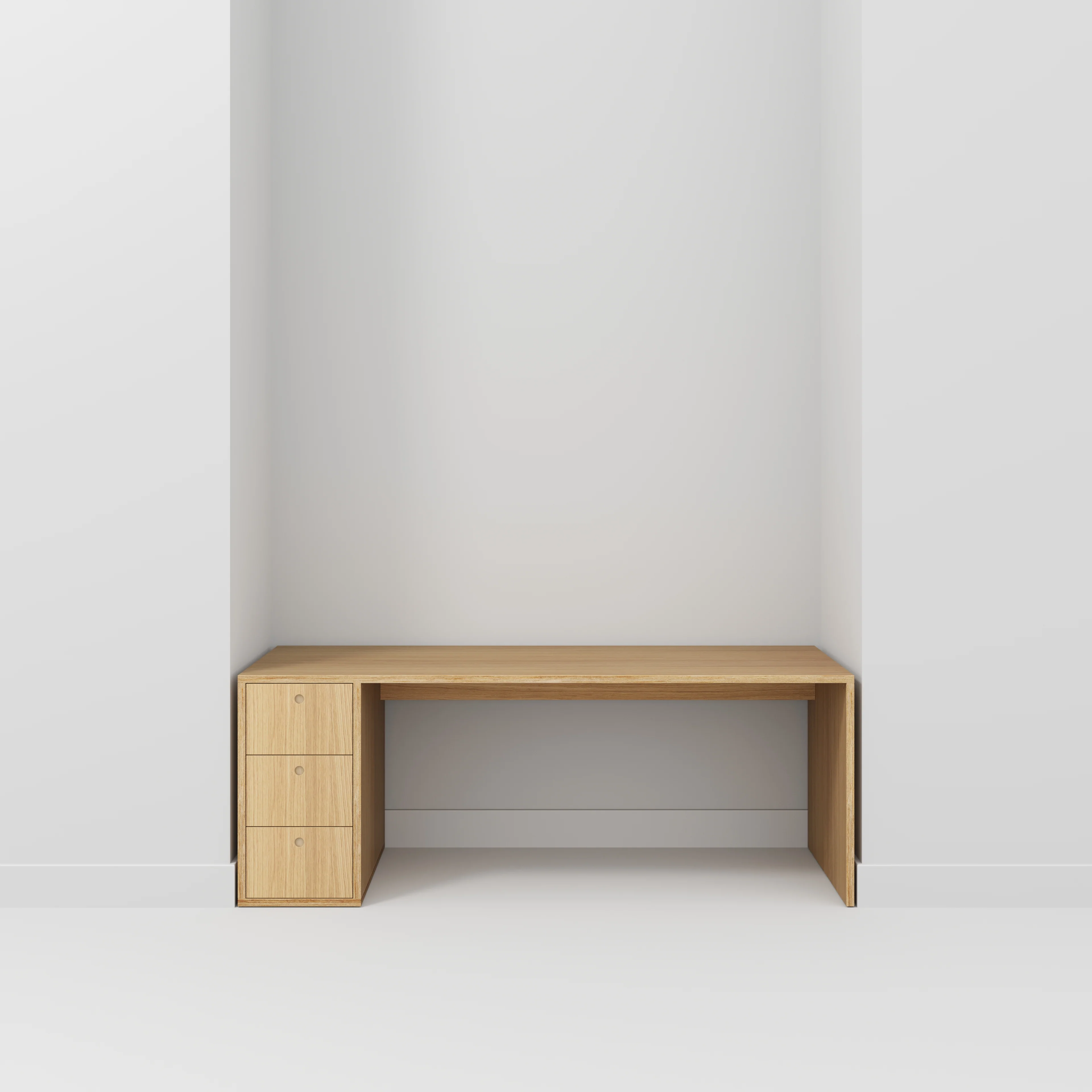 Plywood Desk with Storage Type 1 LH - Drawers - Plywood Oak - 2000(w) x 800(d) x 750(h) - Image 2