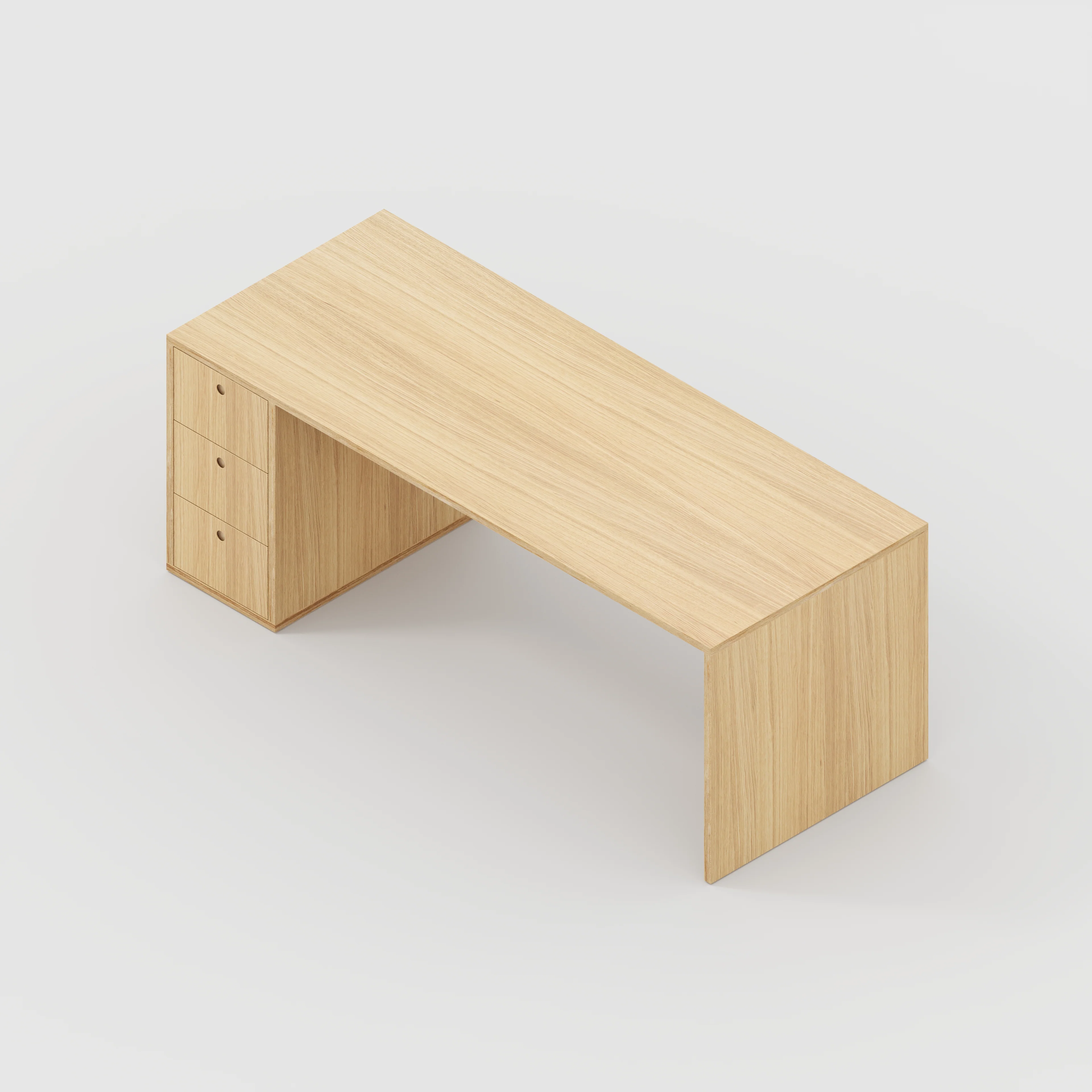 Plywood Desk with Storage Type 1 LH - Drawers - Plywood Oak - 2000(w) x 800(d) x 750(h) - Image 5
