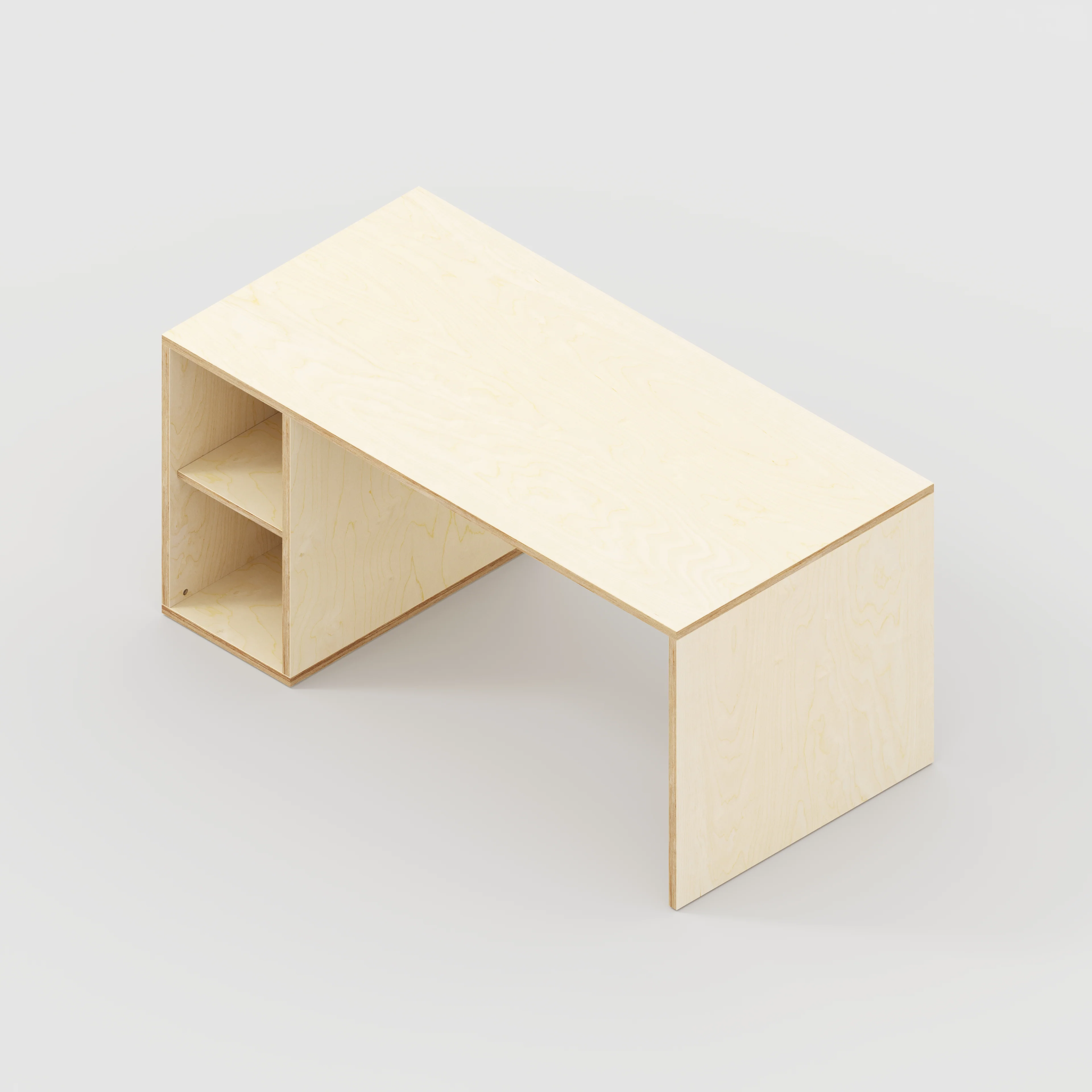 Plywood Desk with Storage Type 1 LH - Open Shelves - Plywood Birch - 1600(w) x 800(d) x 750(h) - Image 5