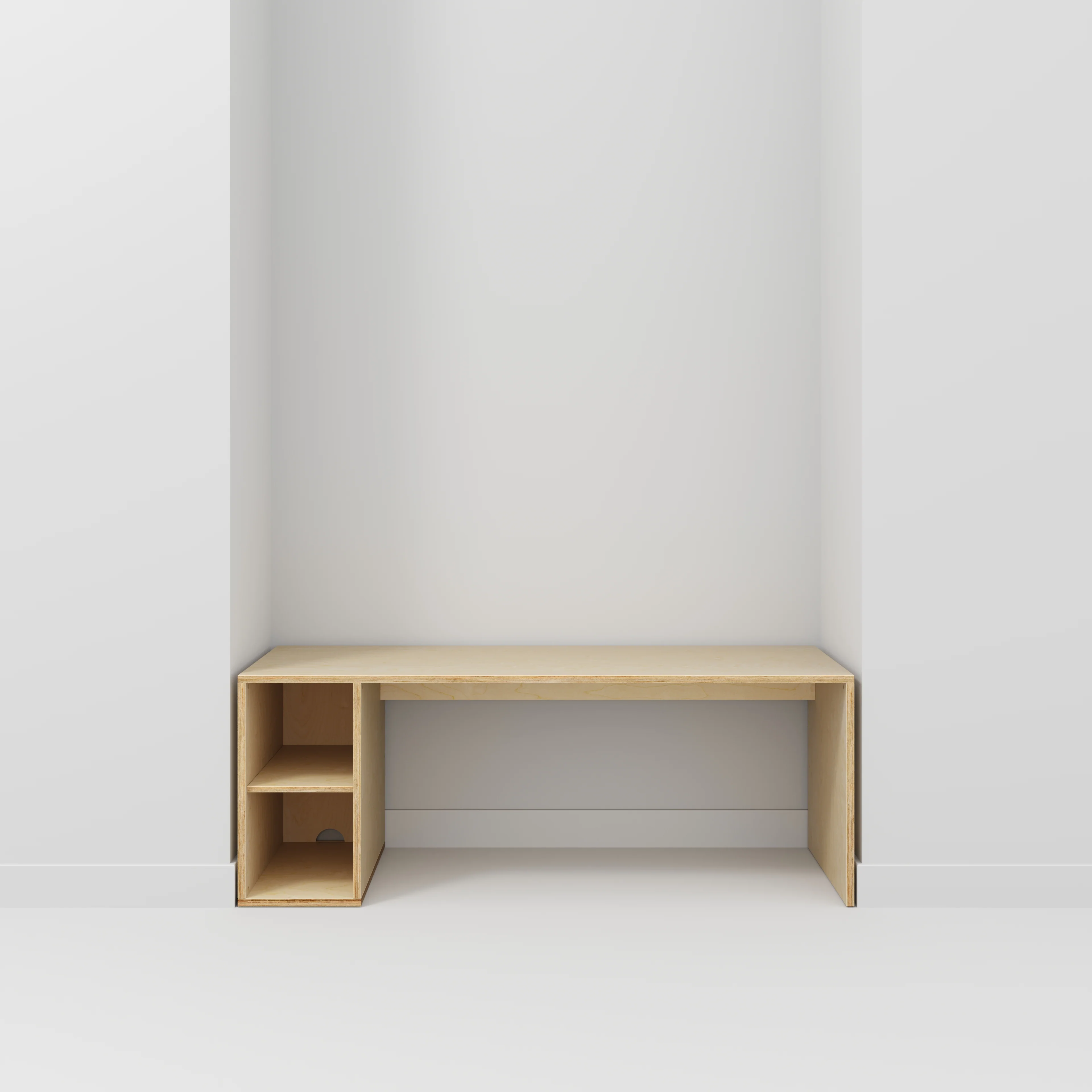 Plywood Desk with Storage Type 1 LH - Open Shelves - Plywood Birch - 2000(w) x 800(d) x 750(h) - Image 2