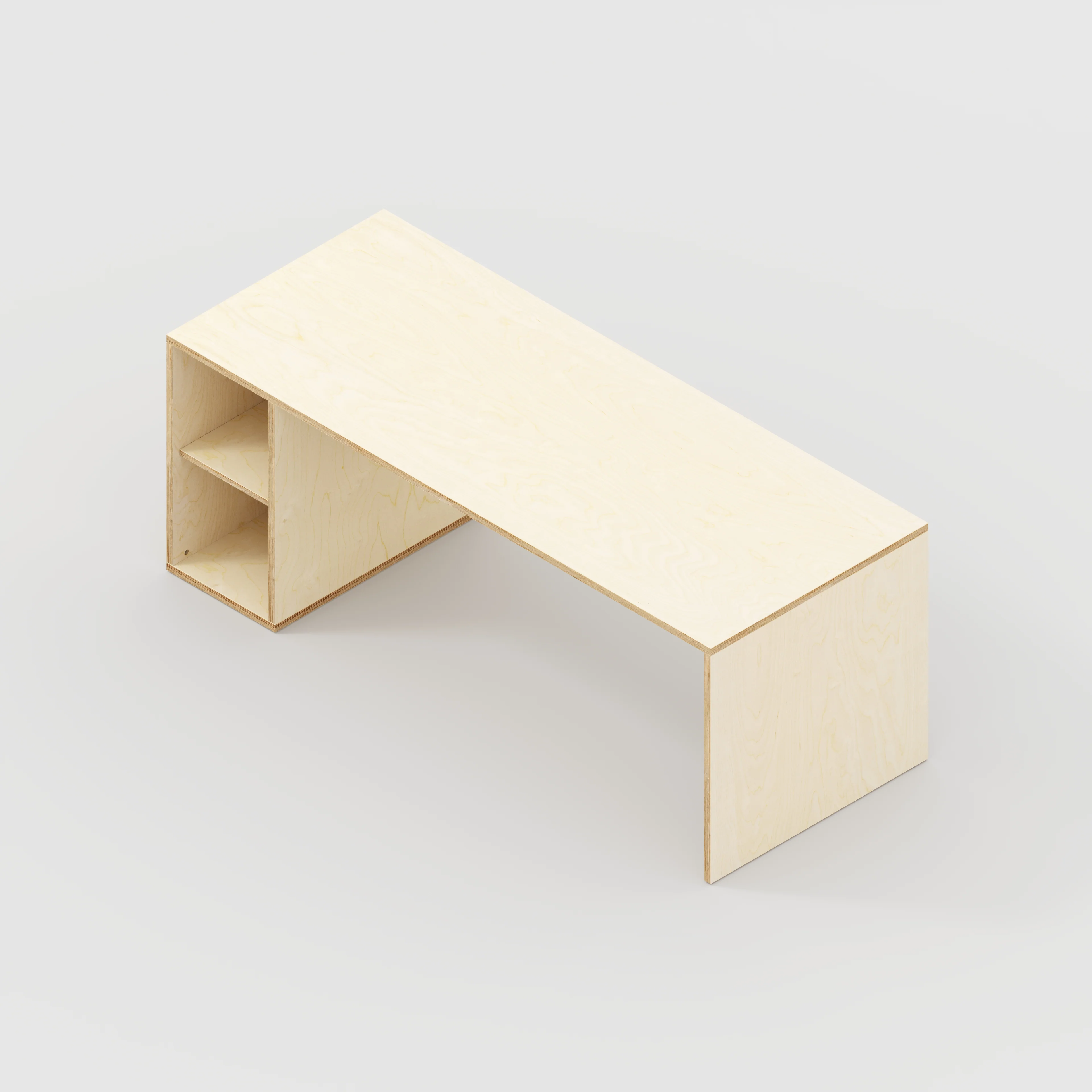 Plywood Desk with Storage Type 1 LH - Open Shelves - Plywood Birch - 2000(w) x 800(d) x 750(h) - Image 5