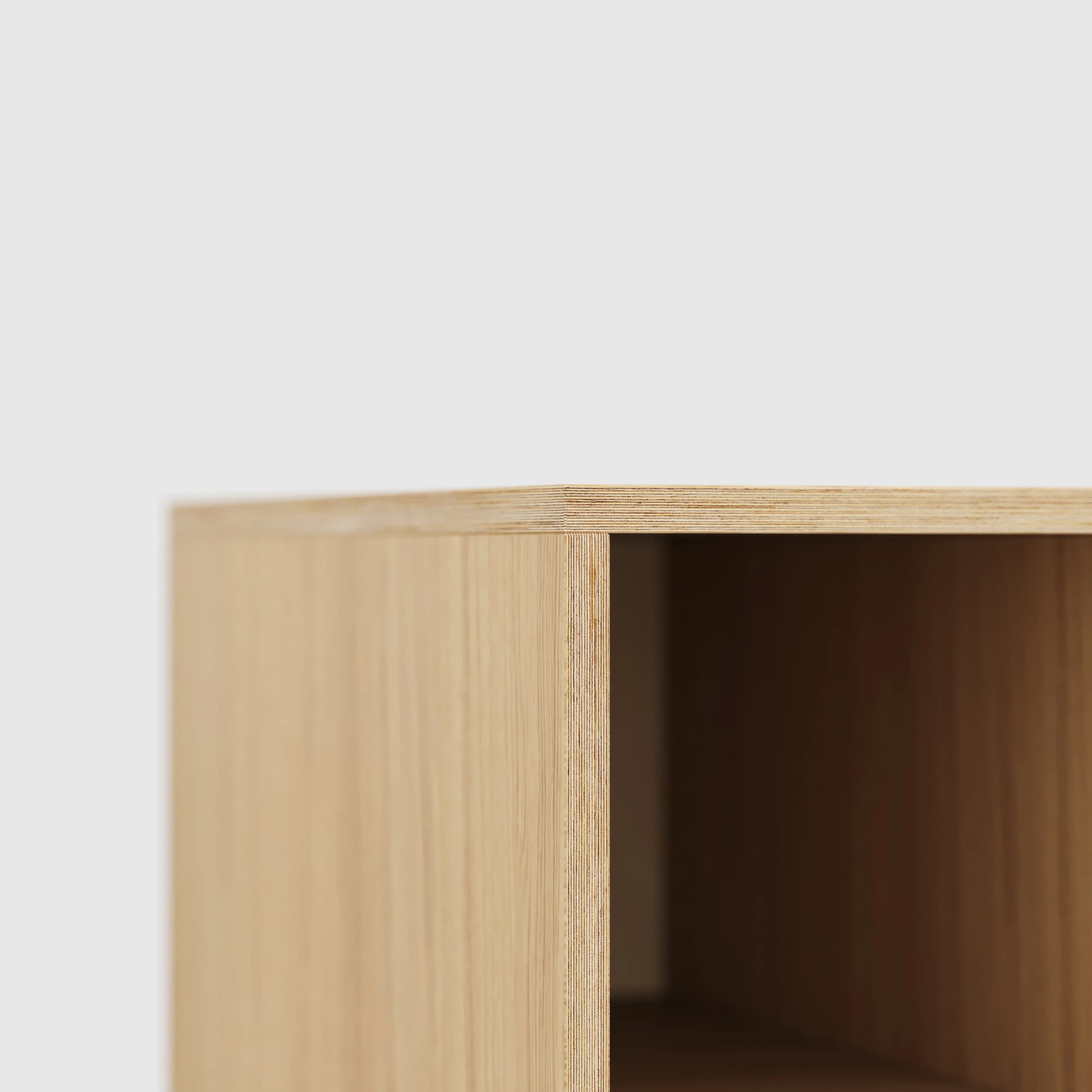 Plywood Desk with Storage Type 1 LH - Open Shelves - Plywood Oak - 1600(w) x 800(d) x 750(h) - Image 4
