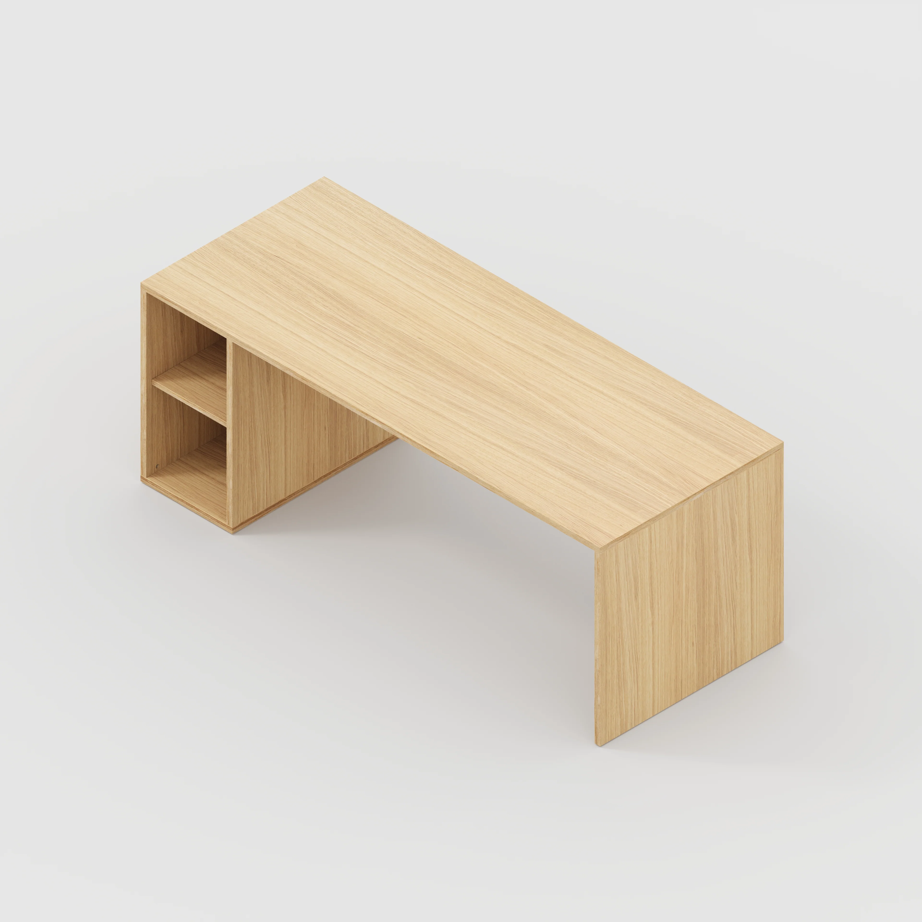 Plywood Desk with Storage Type 1 LH - Open Shelves - Plywood Oak - 2000(w) x 800(d) x 750(h) - Image 5