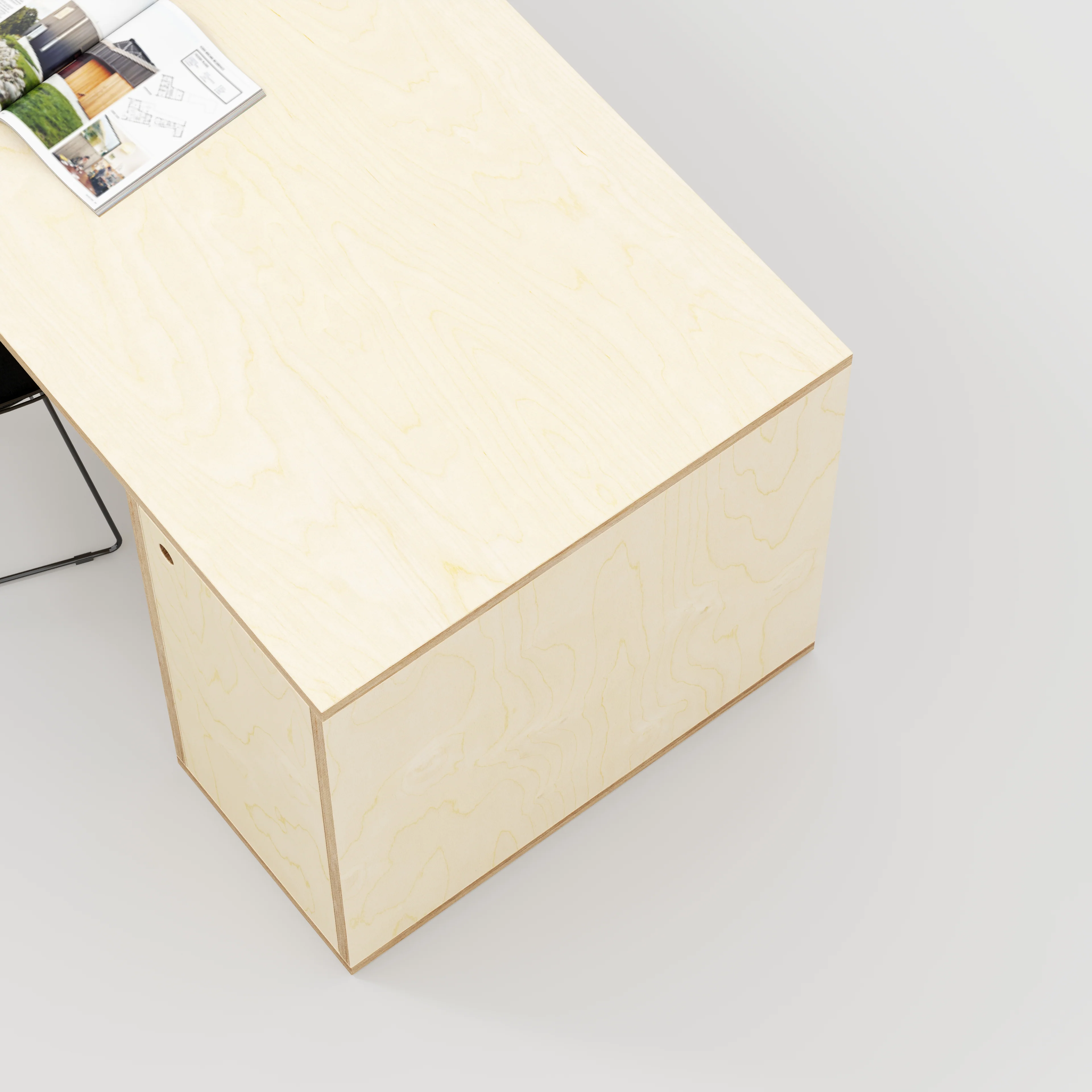 Plywood Desk with Storage Type 1 RH - Door - Plywood Birch - 1600(w) x 800(d) x 750(h) - Image 3