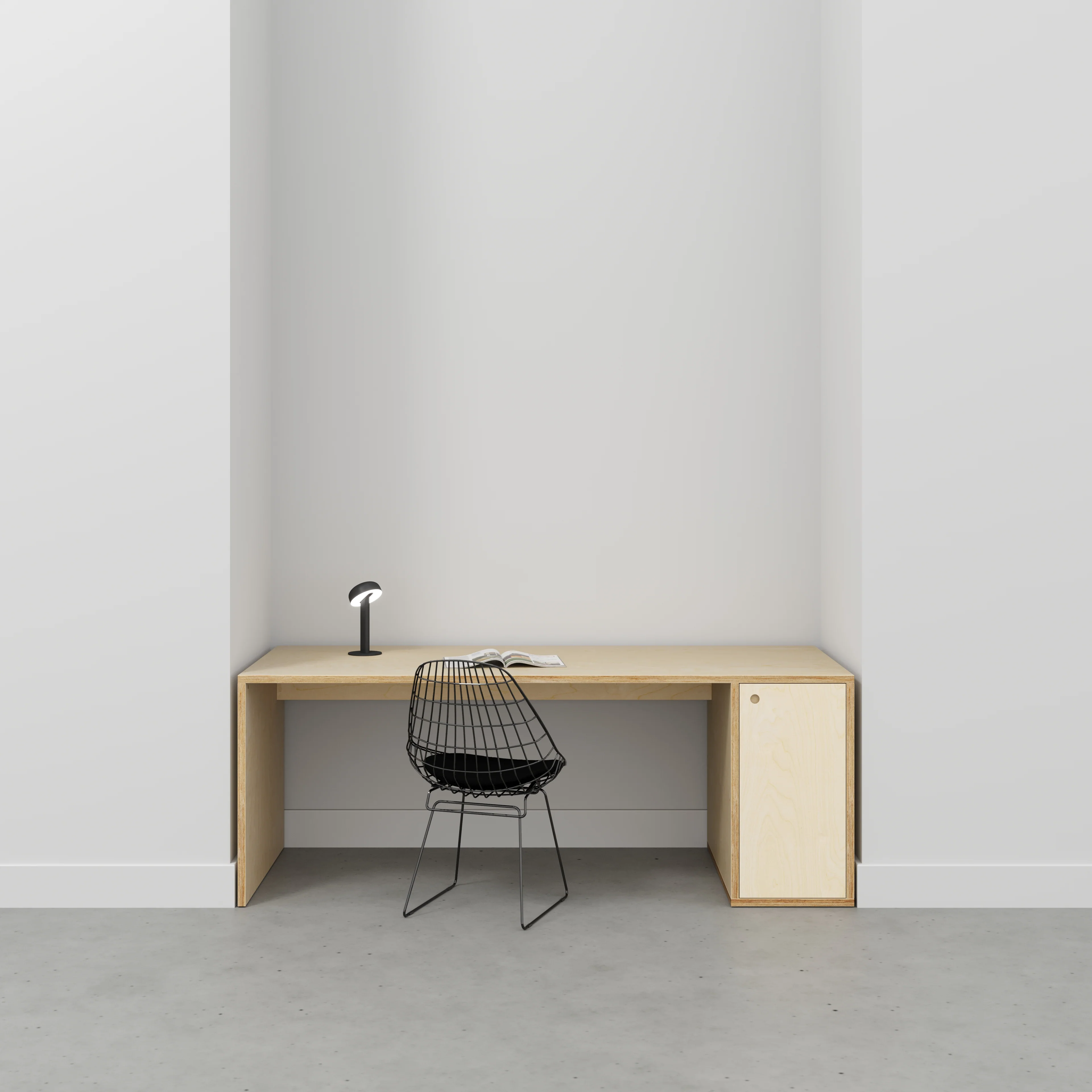 Plywood Desk with Storage Type 1 RH - Door - Plywood Birch - 2000(w) x 800(d) x 750(h) - Image 2