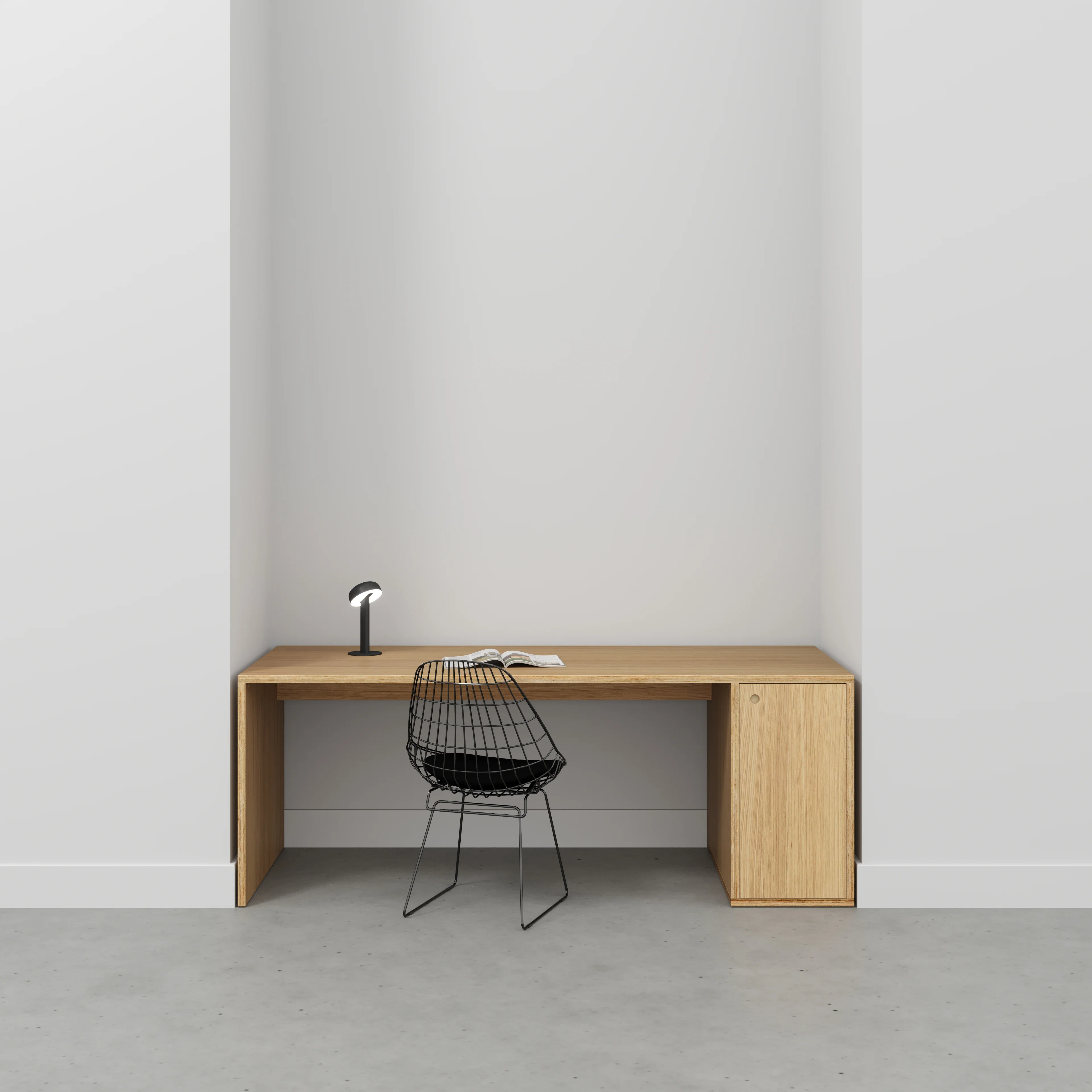 Plywood Desk with Storage Type 1 RH - Door - Plywood Oak - 2000(w) x 800(d) x 750(h) - Image 2