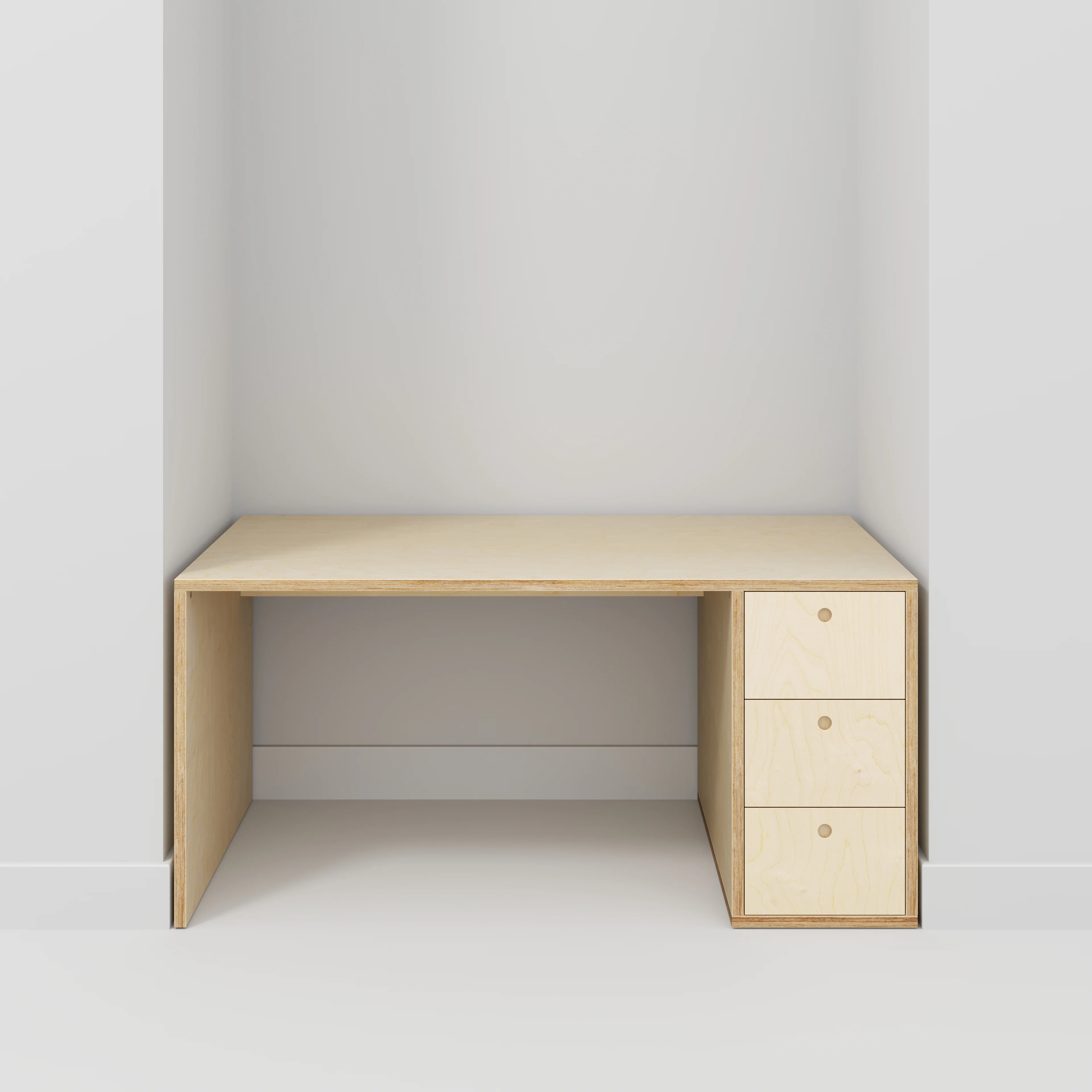 Plywood Desk with Storage Type 1 RH - Drawers - Plywood Birch - 1600(w) x 800(d) x 750(h) - Image 2