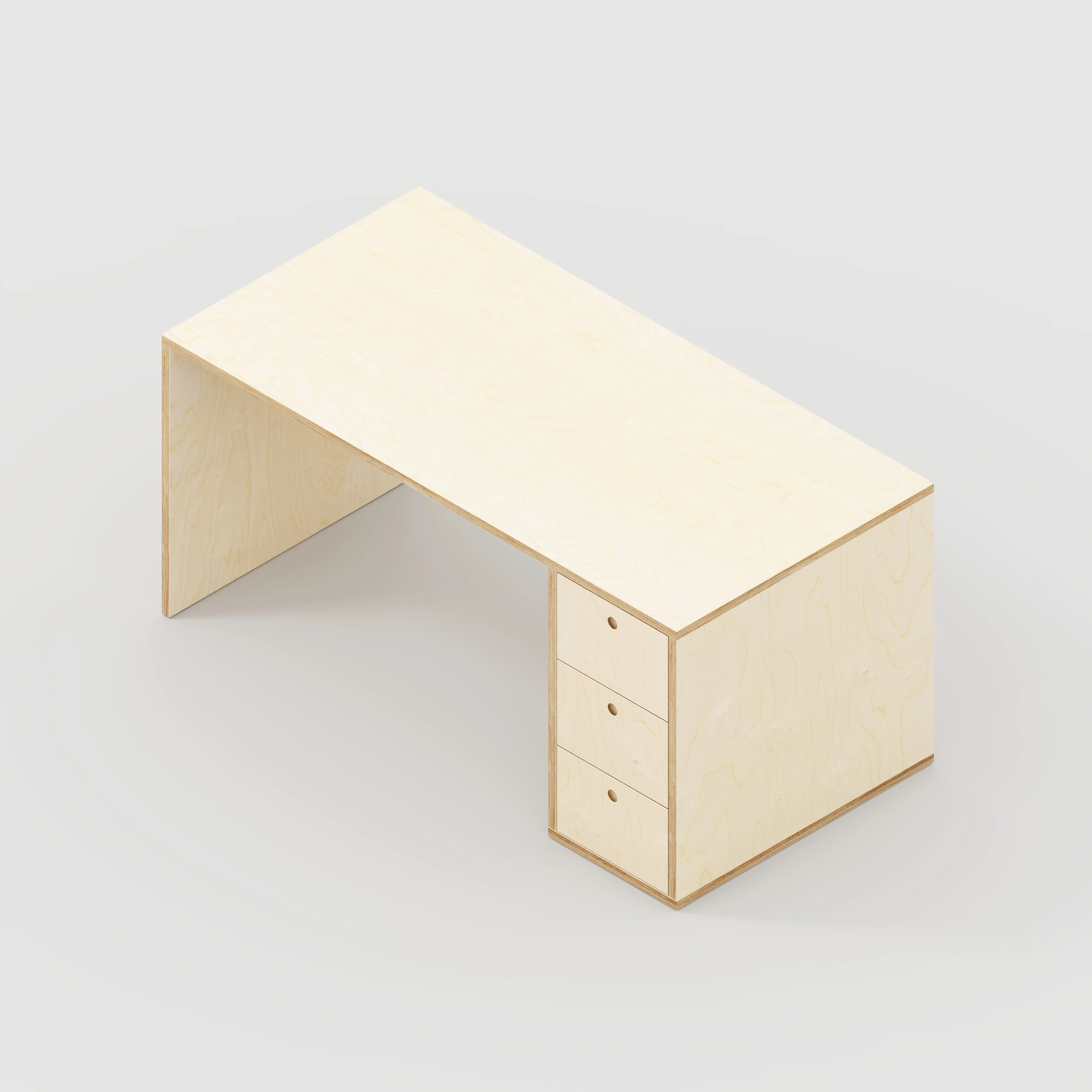 Plywood Desk with Storage Type 1 RH - Drawers - Plywood Birch - 1600(w) x 800(d) x 750(h) - Image 5