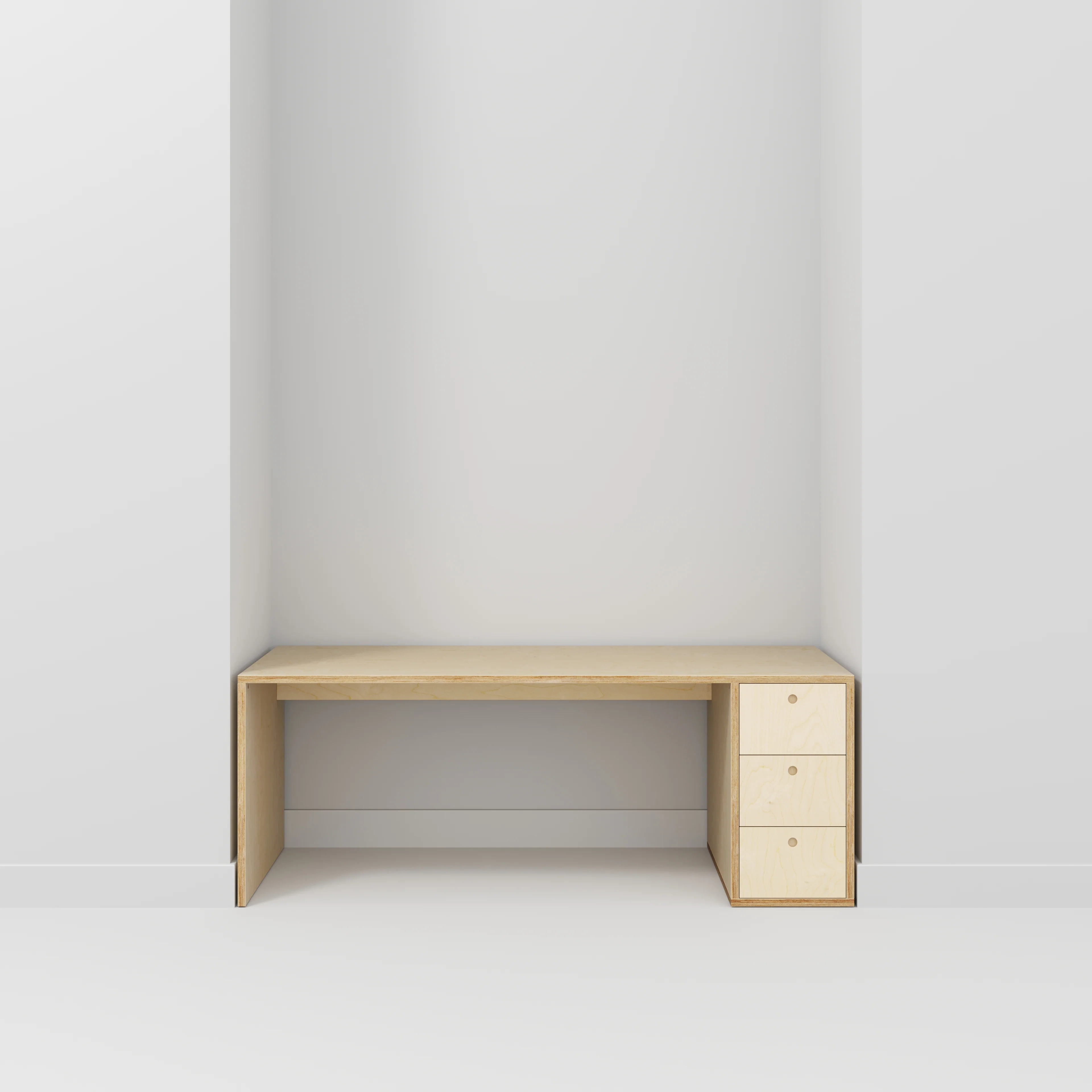 Plywood Desk with Storage Type 1 RH - Drawers - Plywood Birch - 2000(w) x 800(d) x 750(h) - Image 2
