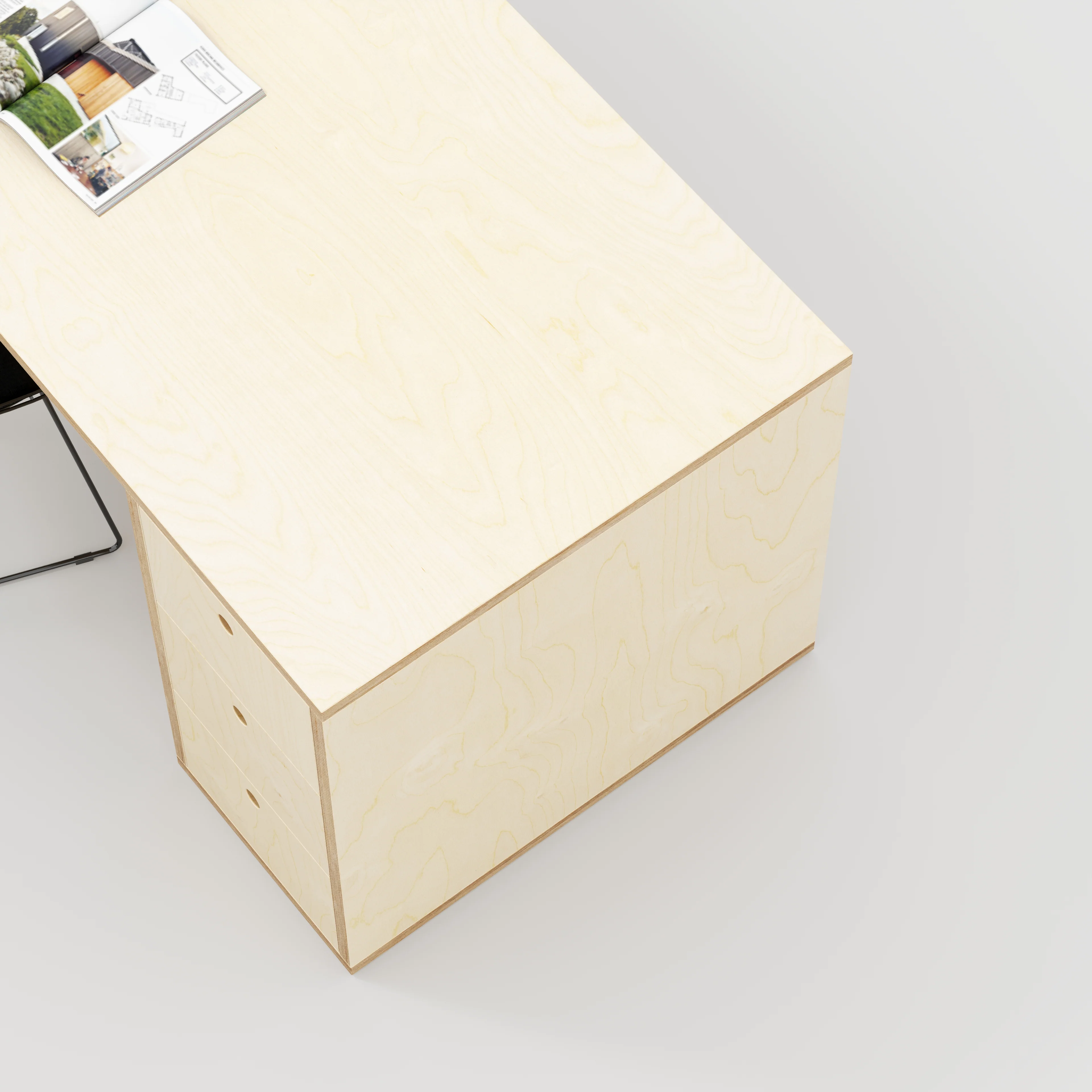Plywood Desk with Storage Type 1 RH - Drawers - Plywood Birch - 2000(w) x 800(d) x 750(h) - Image 3