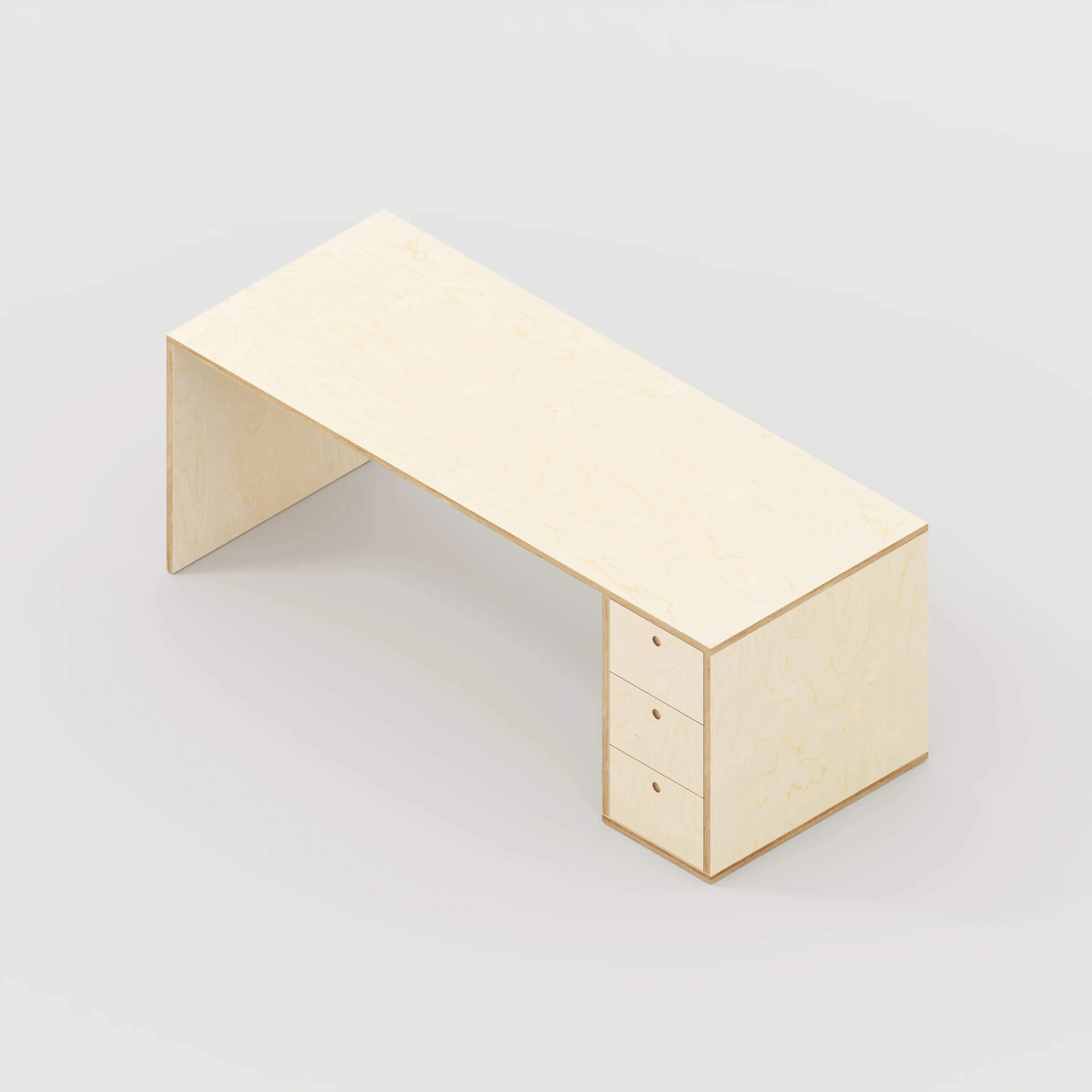 Plywood Desk with Storage Type 1 RH - Drawers - Plywood Birch - 2000(w) x 800(d) x 750(h) - Image 5