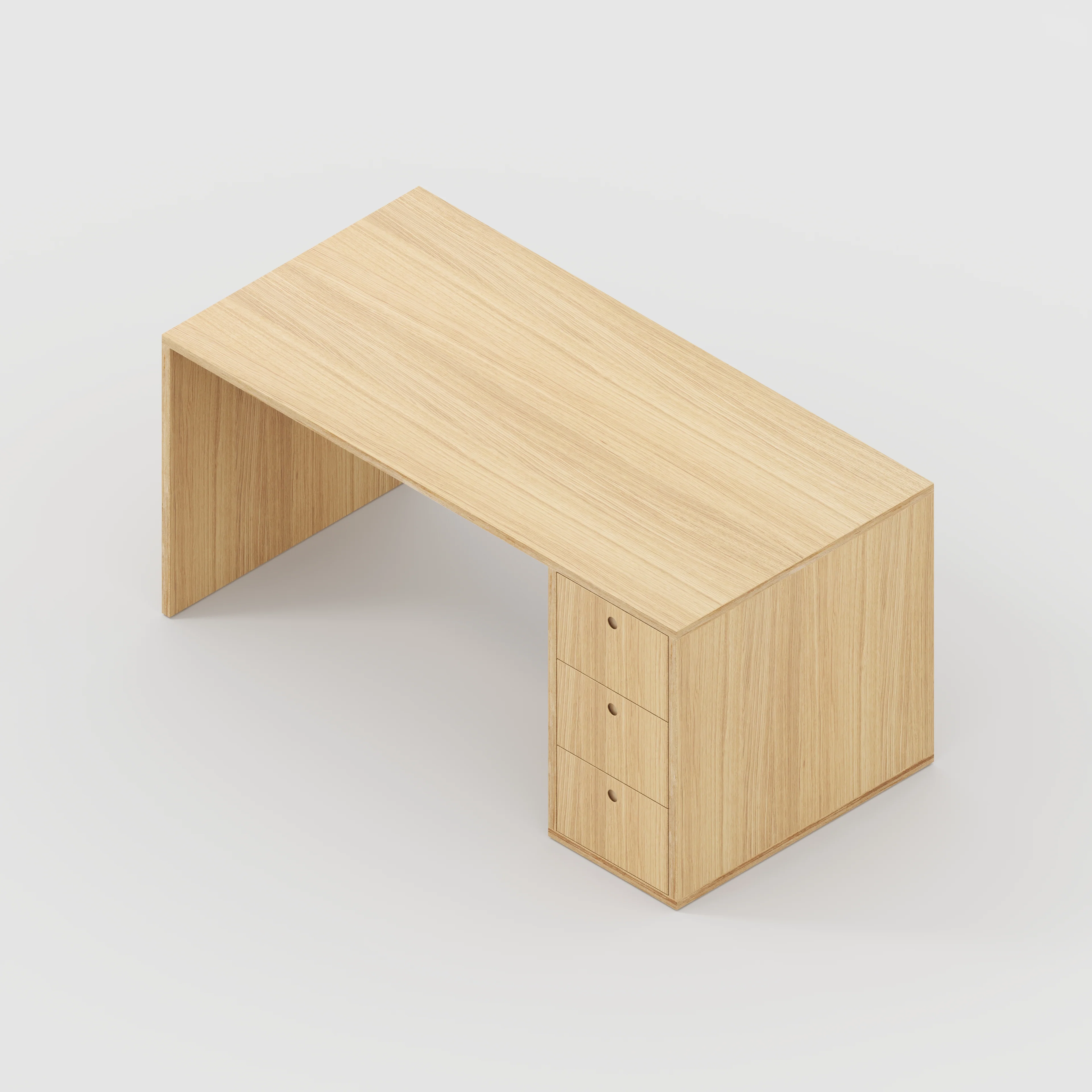 Plywood Desk with Storage Type 1 RH - Drawers - Plywood Oak - 1600(w) x 800(d) x 750(h) - Image 5