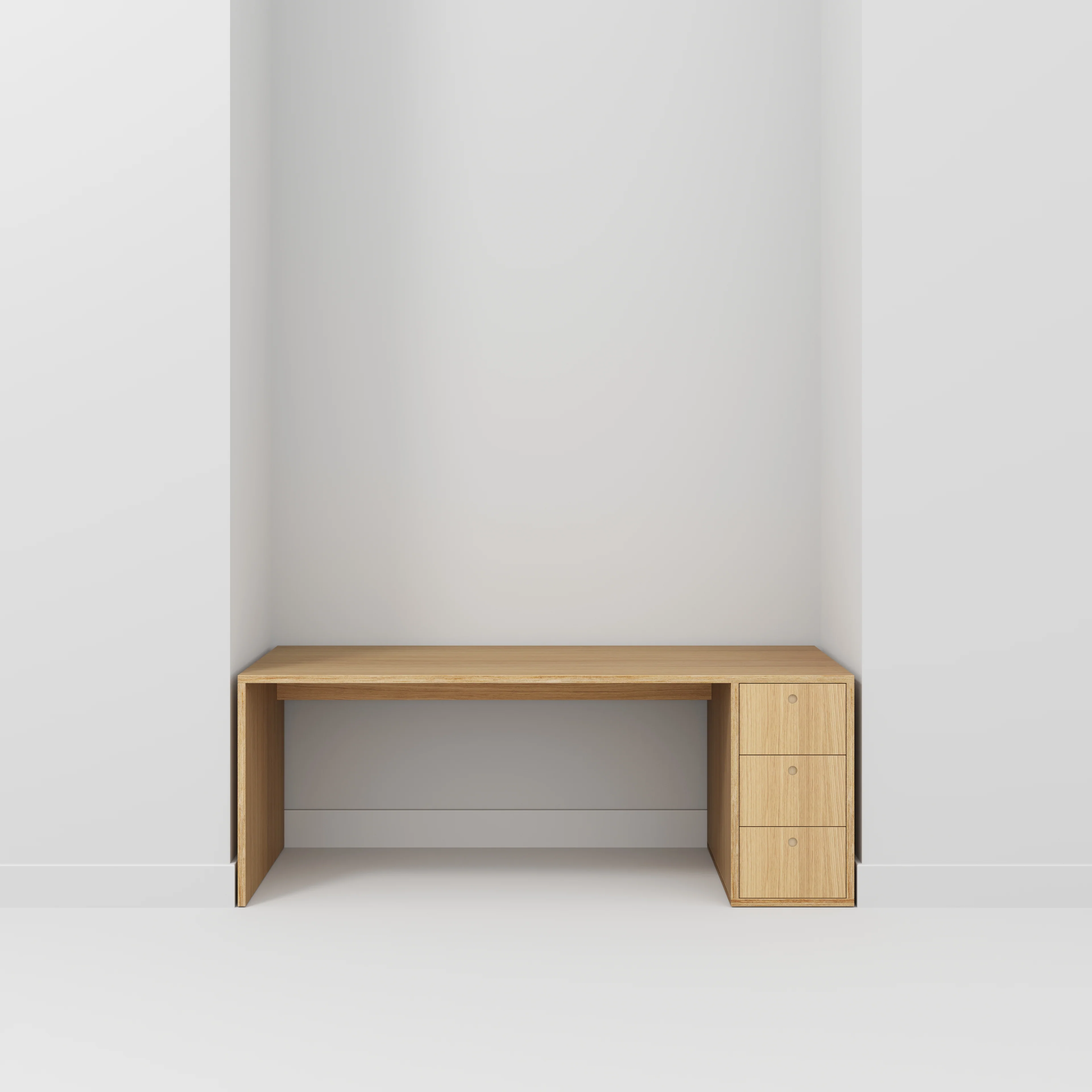 Plywood Desk with Storage Type 1 RH - Drawers - Plywood Oak - 2000(w) x 800(d) x 750(h) - Image 2