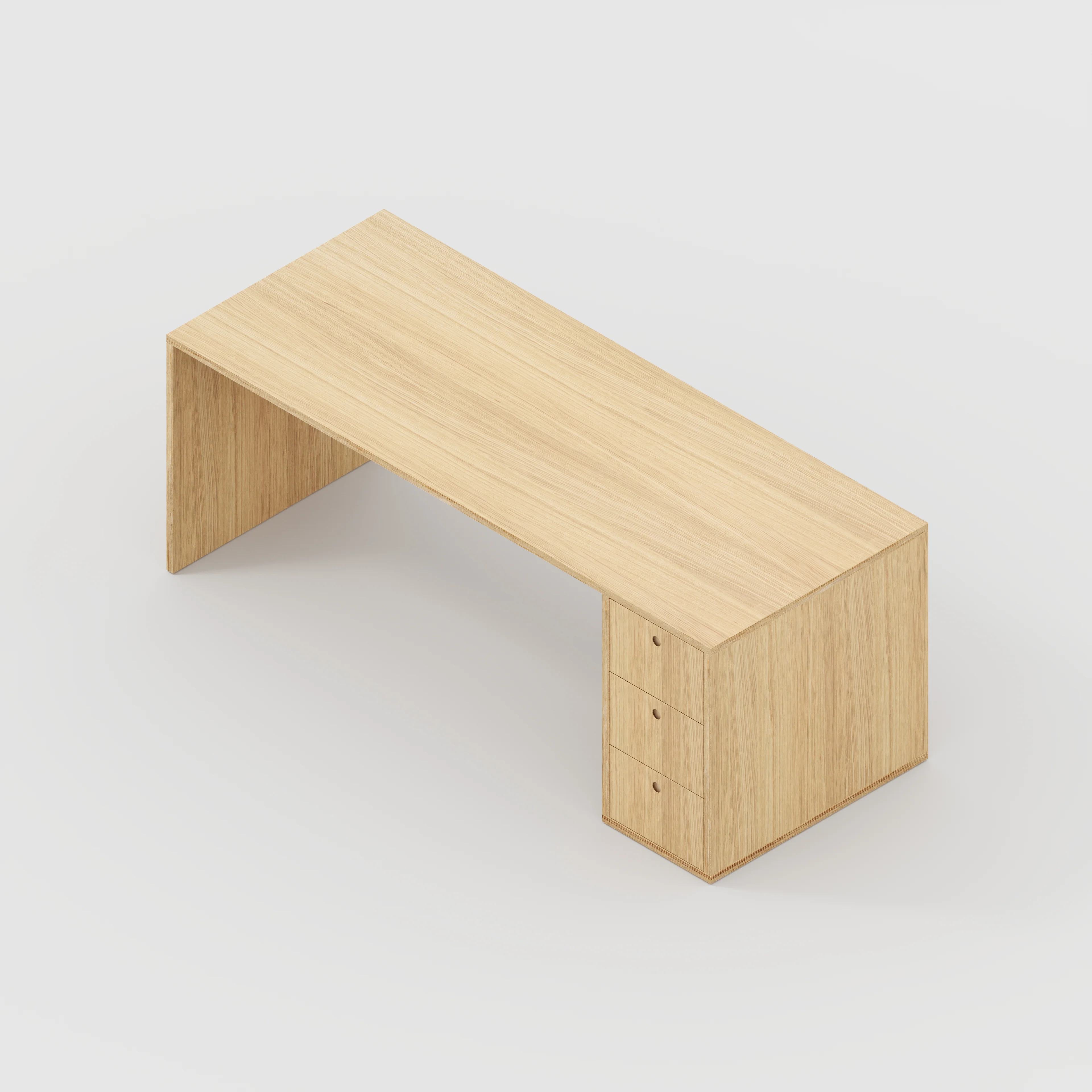 Plywood Desk with Storage Type 1 RH - Drawers - Plywood Oak - 2000(w) x 800(d) x 750(h) - Image 5