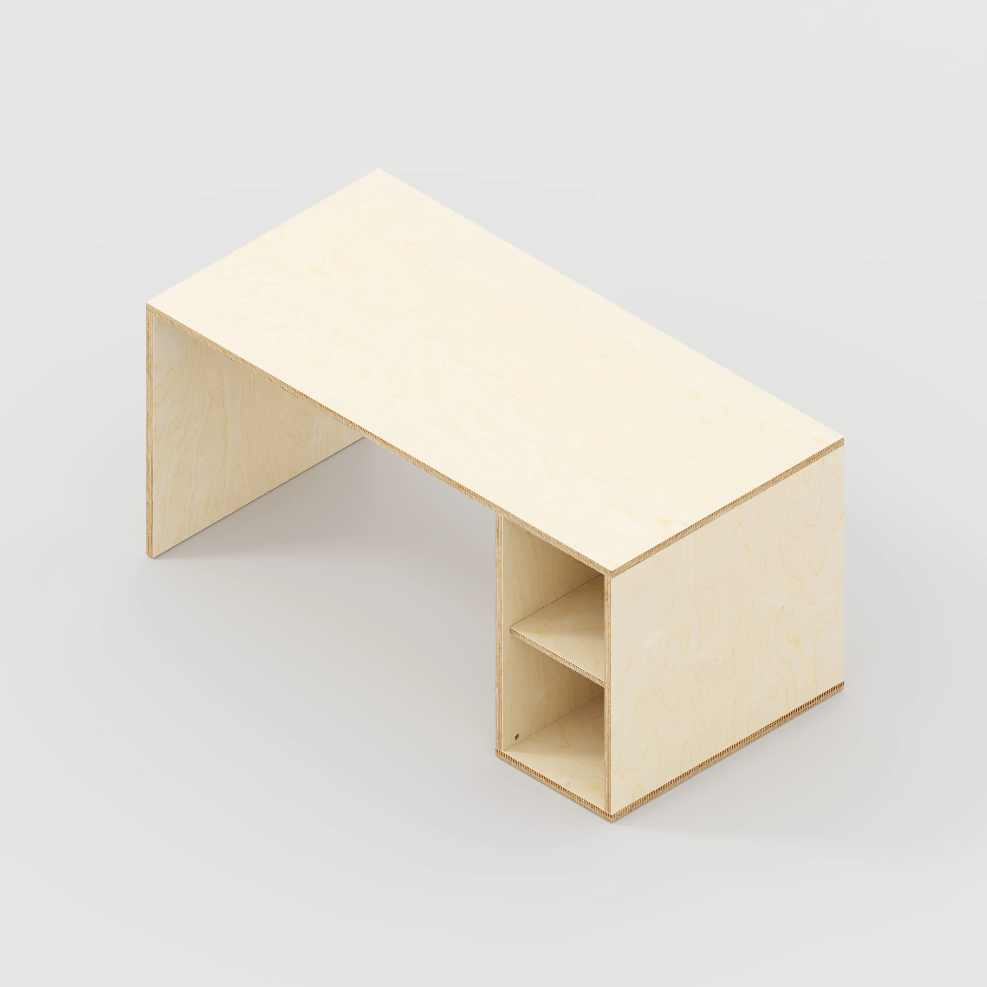 Plywood Desk with Storage Type 1 RH - Open Shelves - Plywood Birch - 1600(w) x 800(d) x 750(h) - Image 5