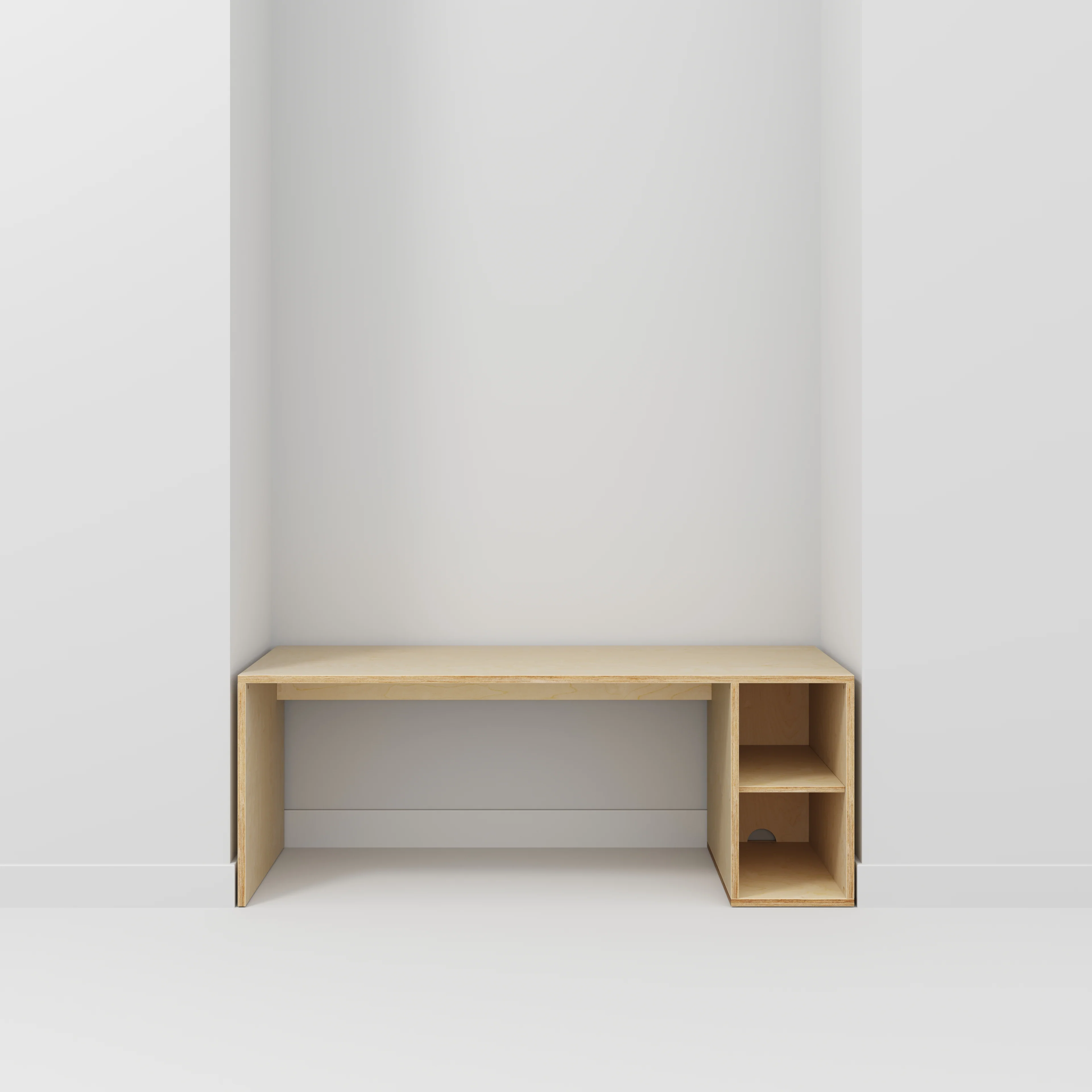 Plywood Desk with Storage Type 1 RH - Open Shelves - Plywood Birch - 2000(w) x 800(d) x 750(h) - Image 2